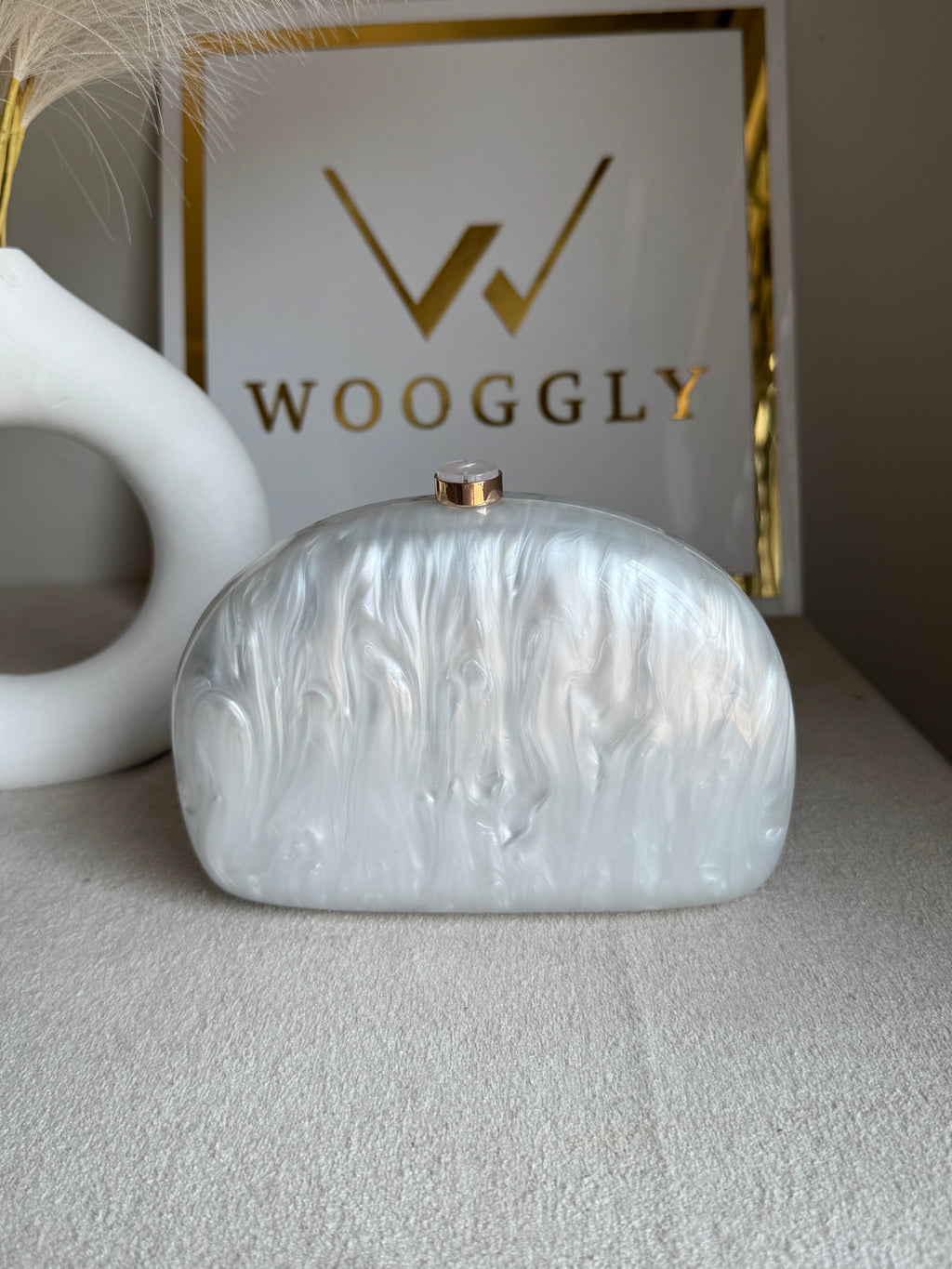 Marble Acrylic Clutch - Pearly