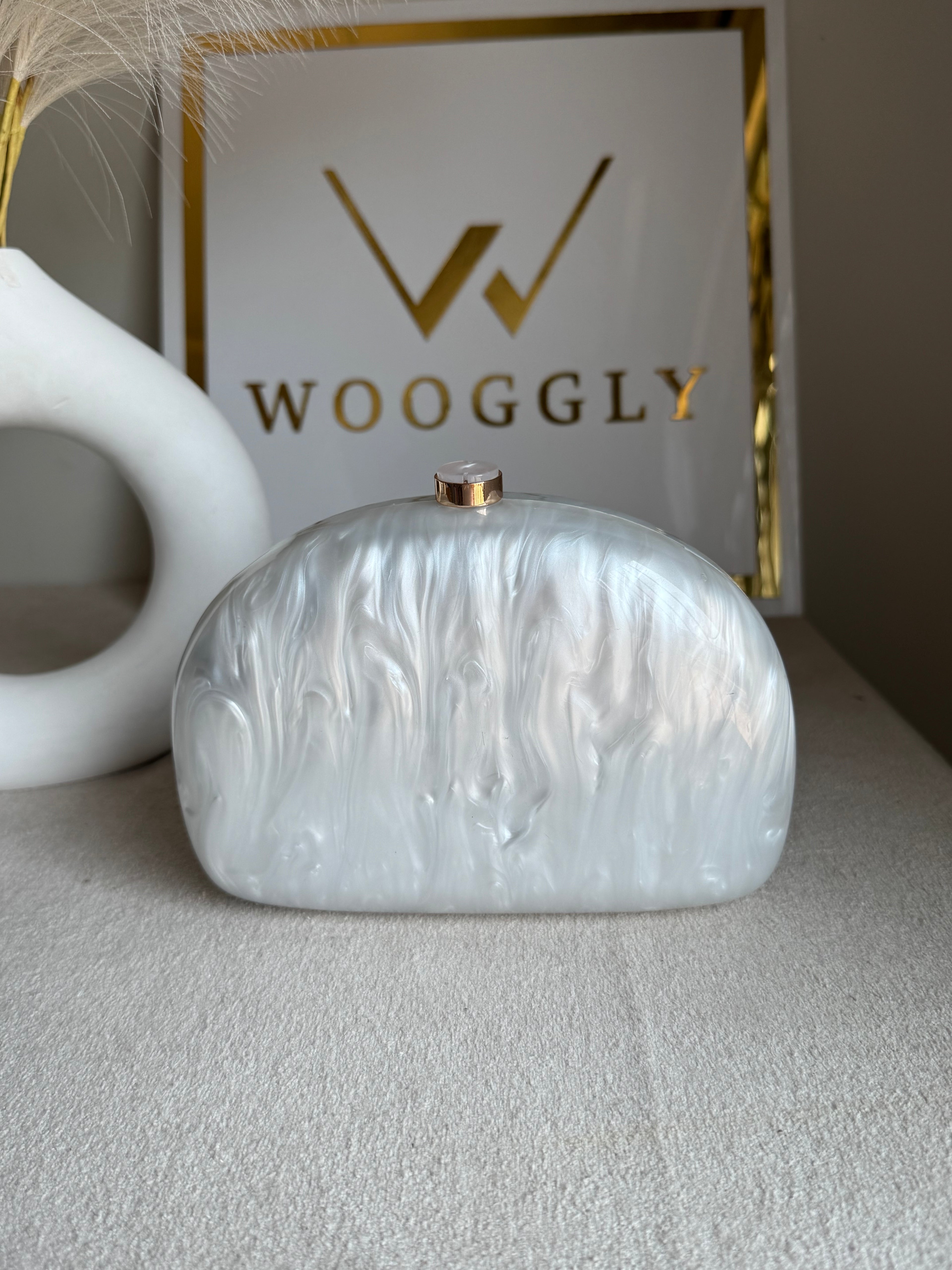 Marble Acrylic Clutch - Pearly