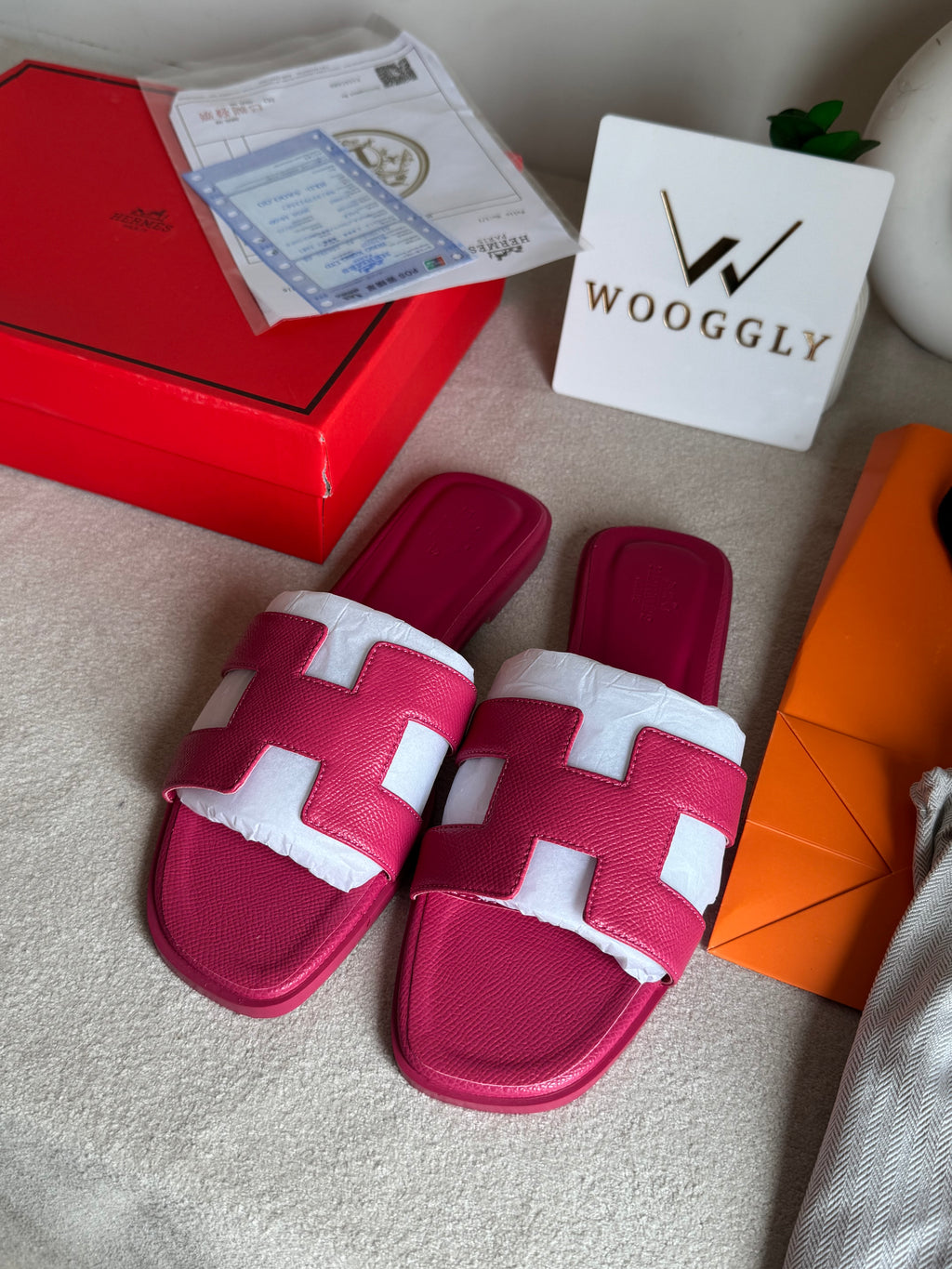 Premium Hermes Slides Hot Pink