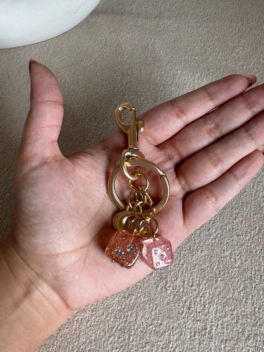 PREMIUM Coach Dice Bag Charm - Mini Pink & Peach