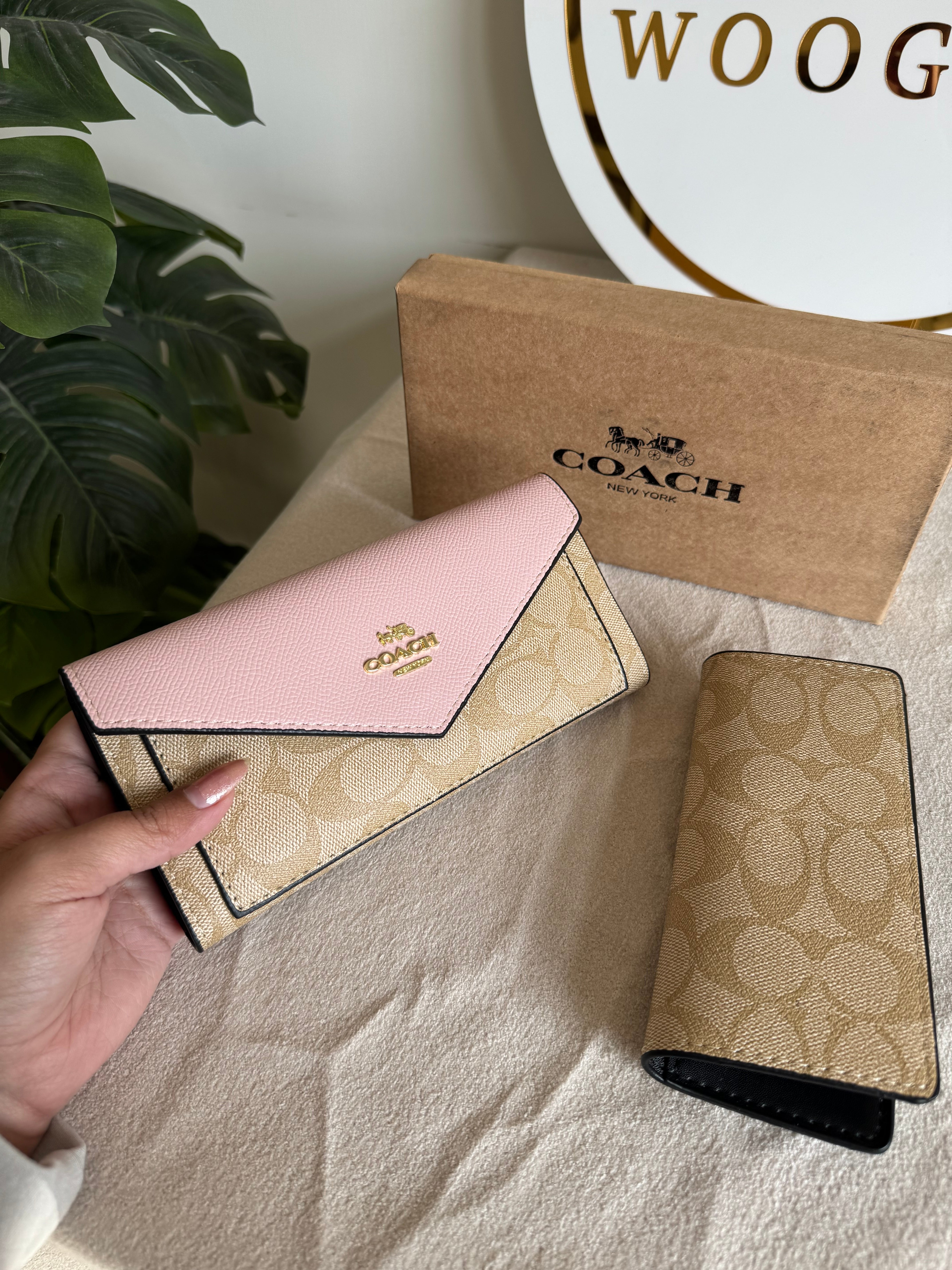 COACH Wallet with Card Holder Set Pink - Box Packing