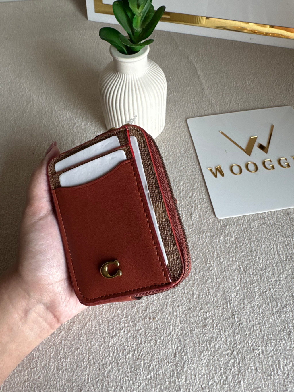 Coach Zip Card Case - Warm Brown
