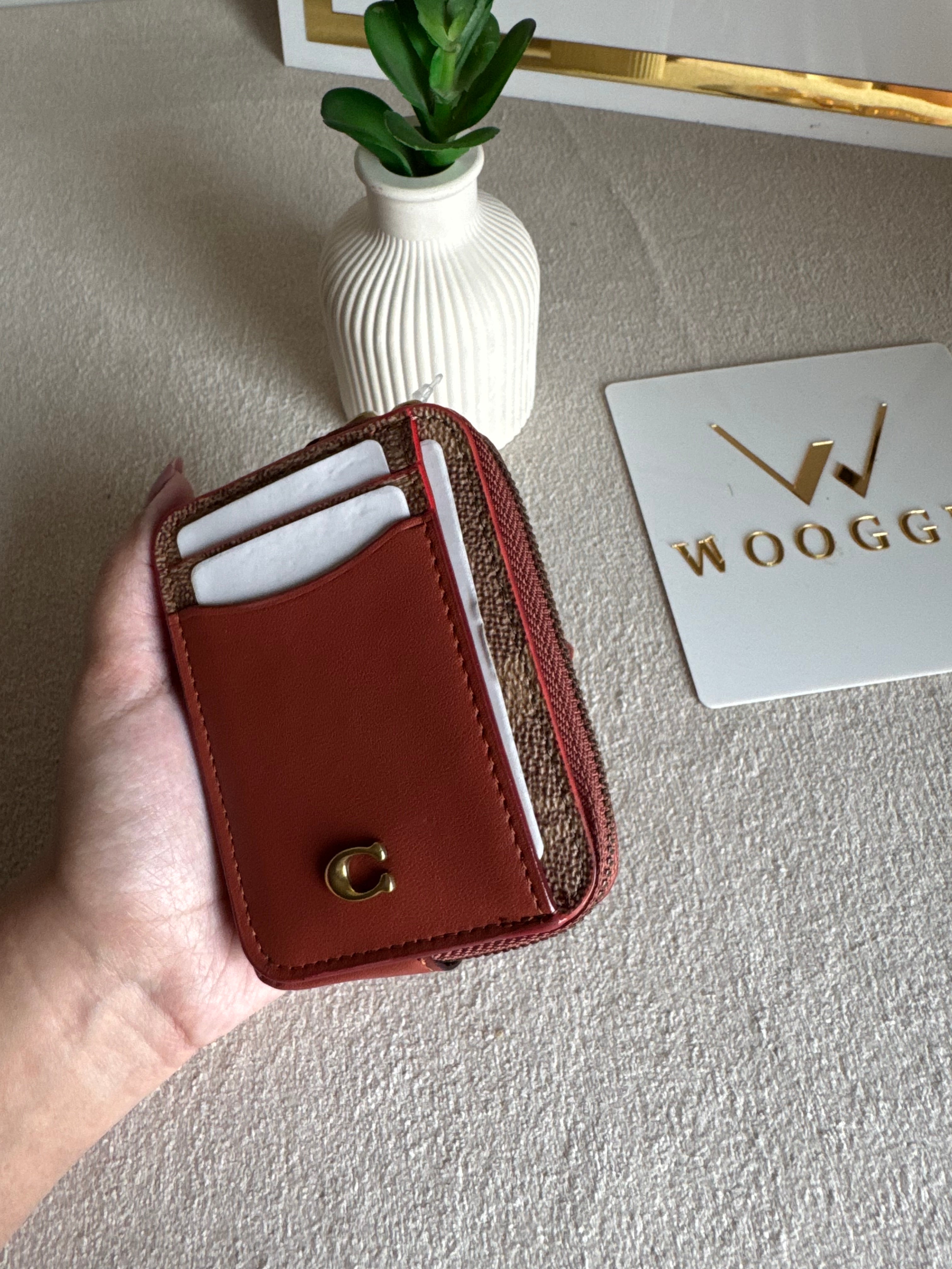 Coach Zip Card Case - Warm Brown