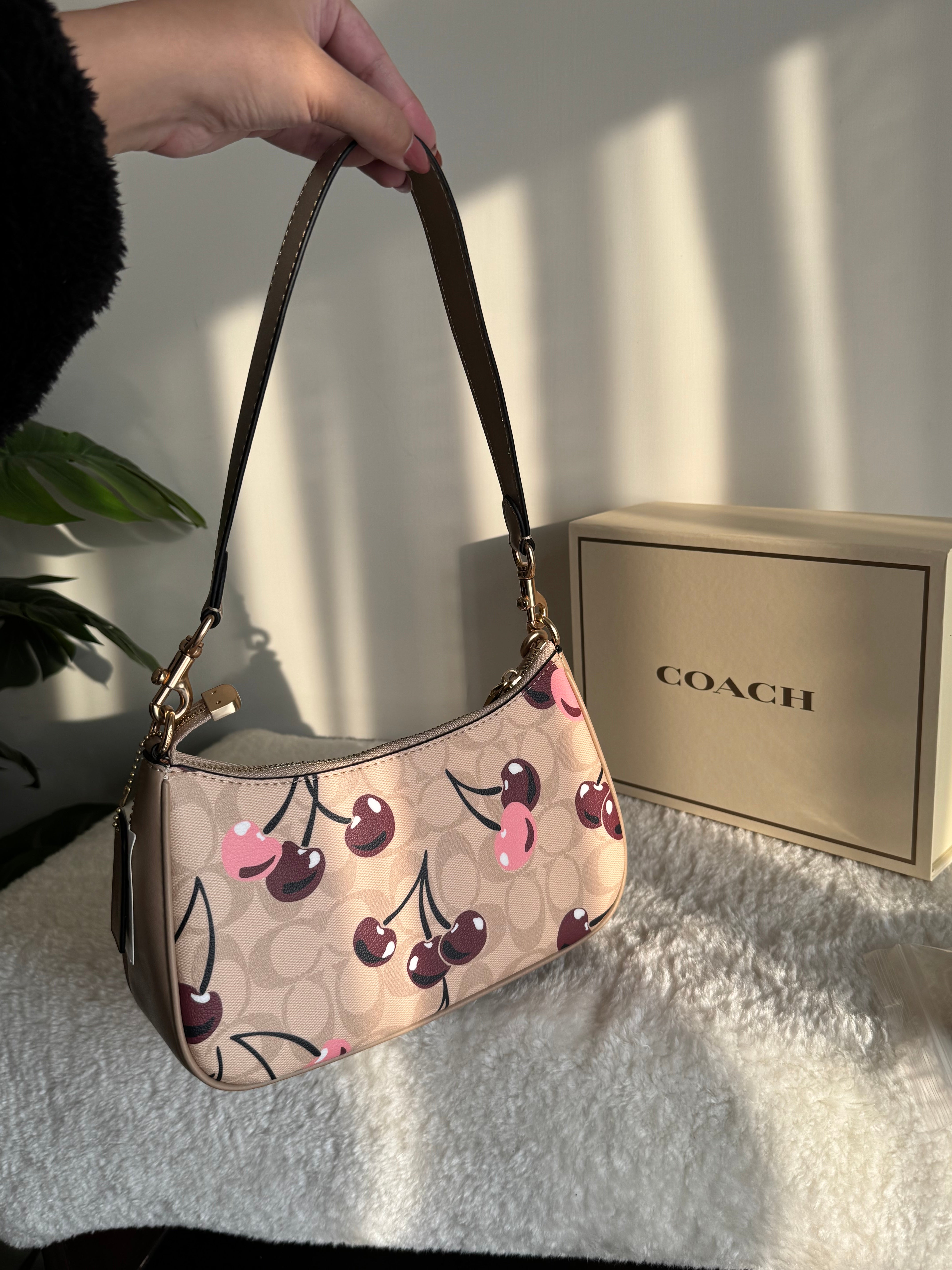 COACH TERI PREMIUM with Coach Cherry Charm (Beige Cherry) - BOX PACKING