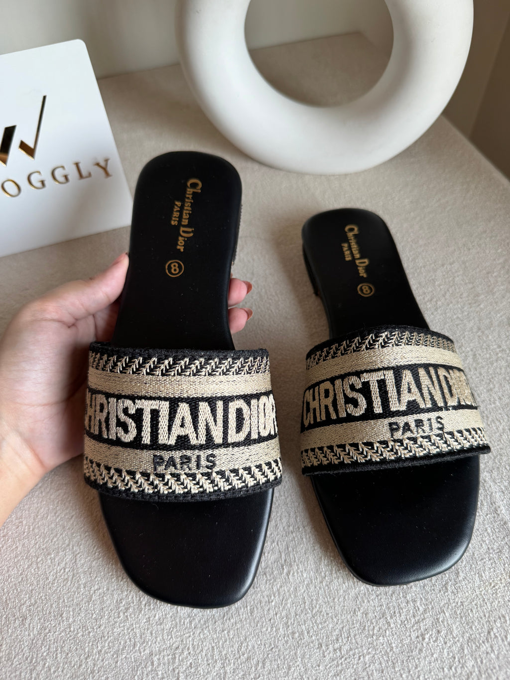 Signature Dior Embroided Slides