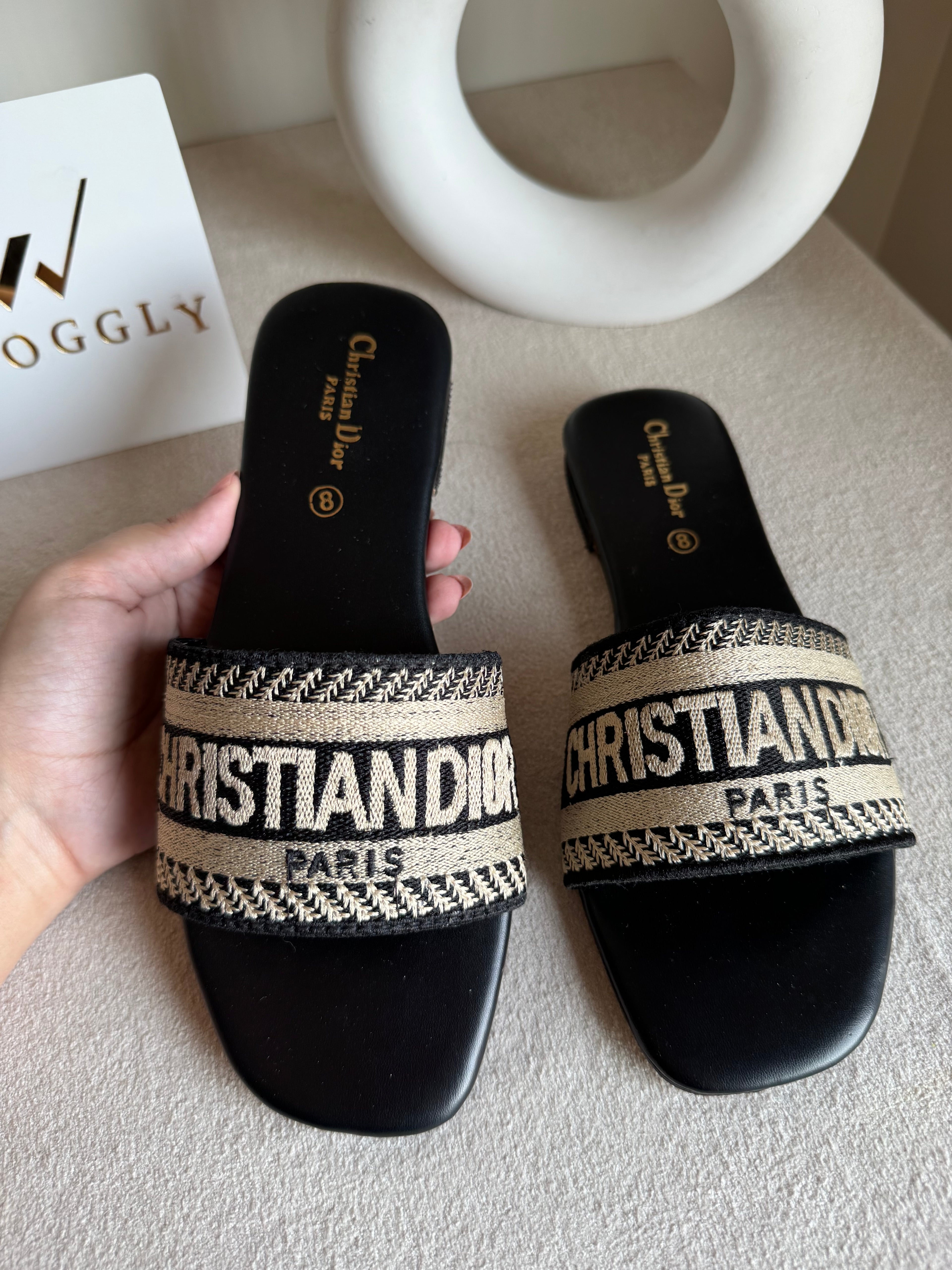 Signature Dior Embroided Slides