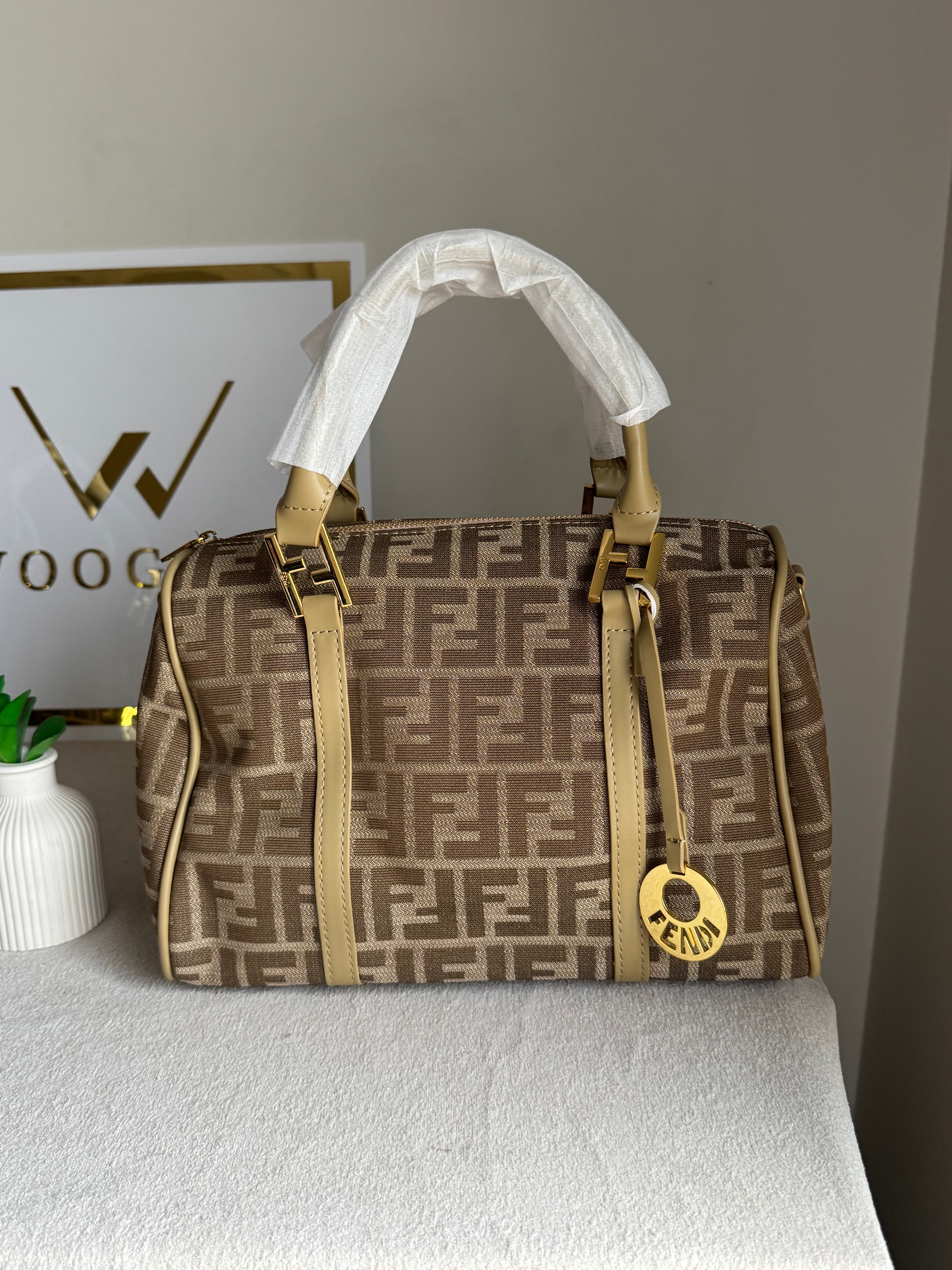 Fendi Signature Hand Bag - Beige