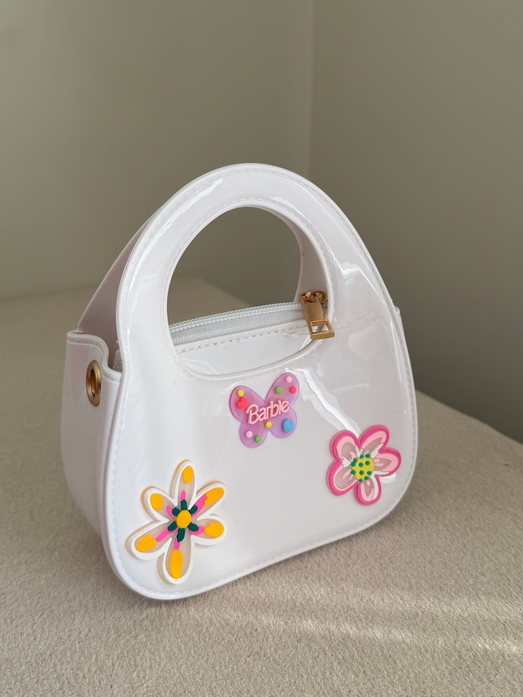 Cute Kids Barbie Bag with Chain - White