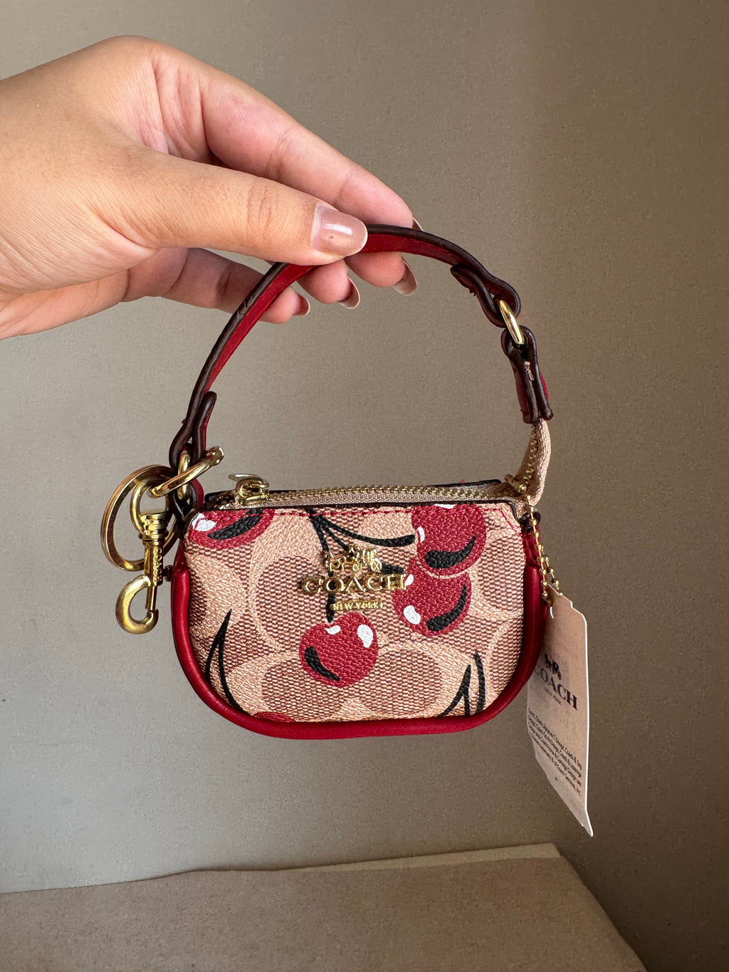 Premium Coach Baby Teri Bag Charm - Maroon