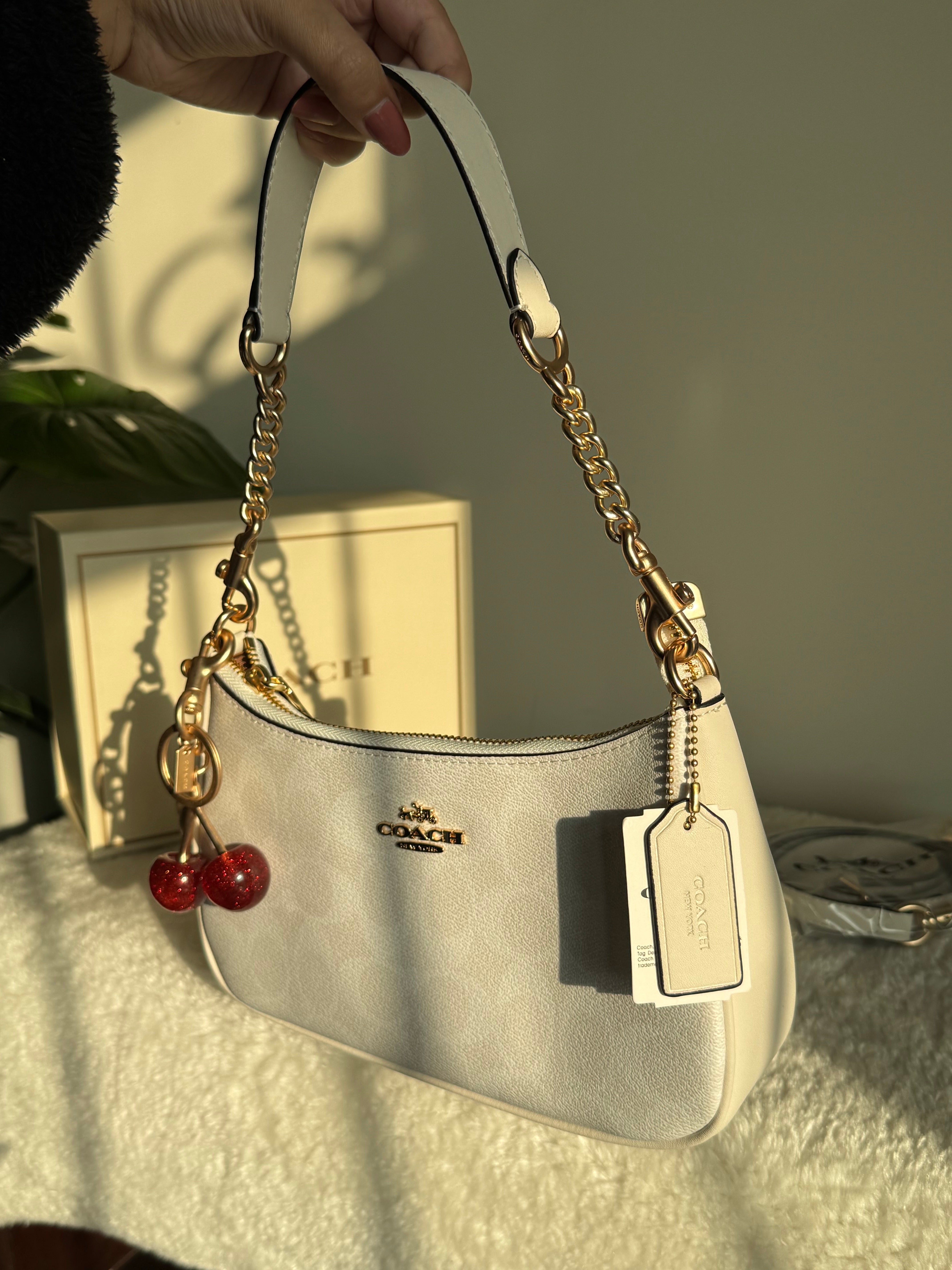 COACH TERI PREMIUM with Coach Cherry Charm (White) - BOX PACKING