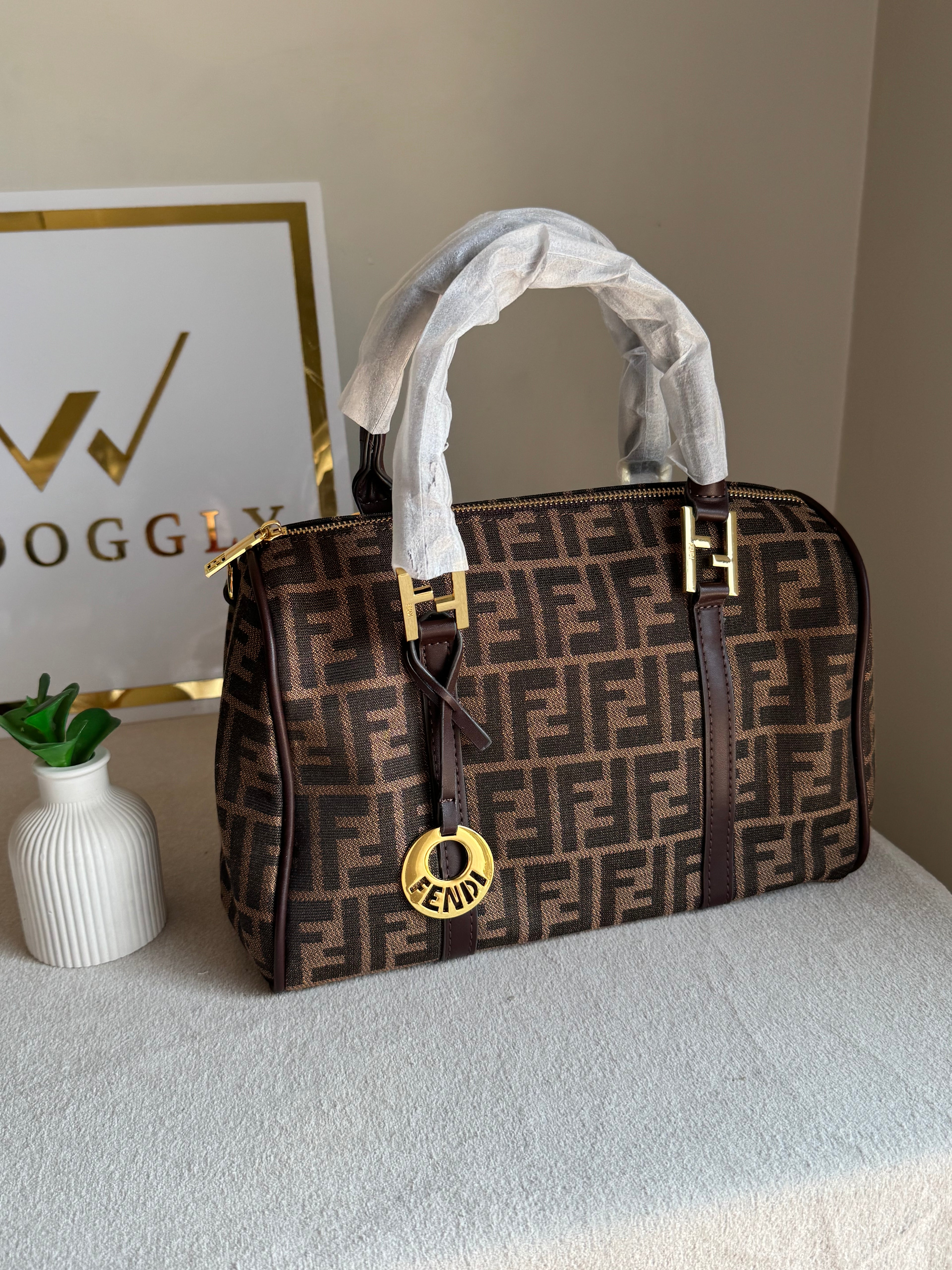 Fendi Signature Hand Bag - Signature Brown
