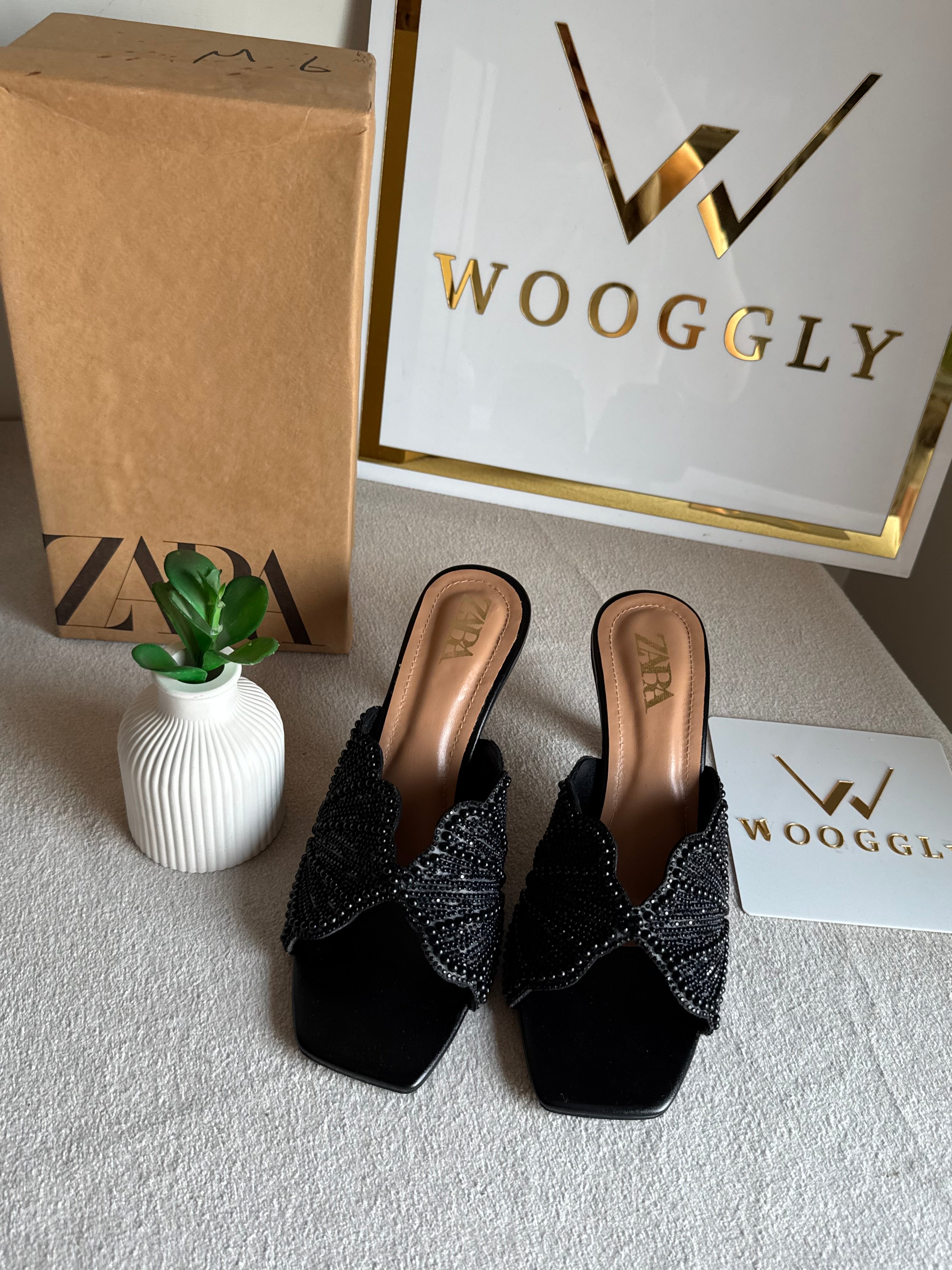 Viral Zara Faux Heels BLACK with Brand Box
