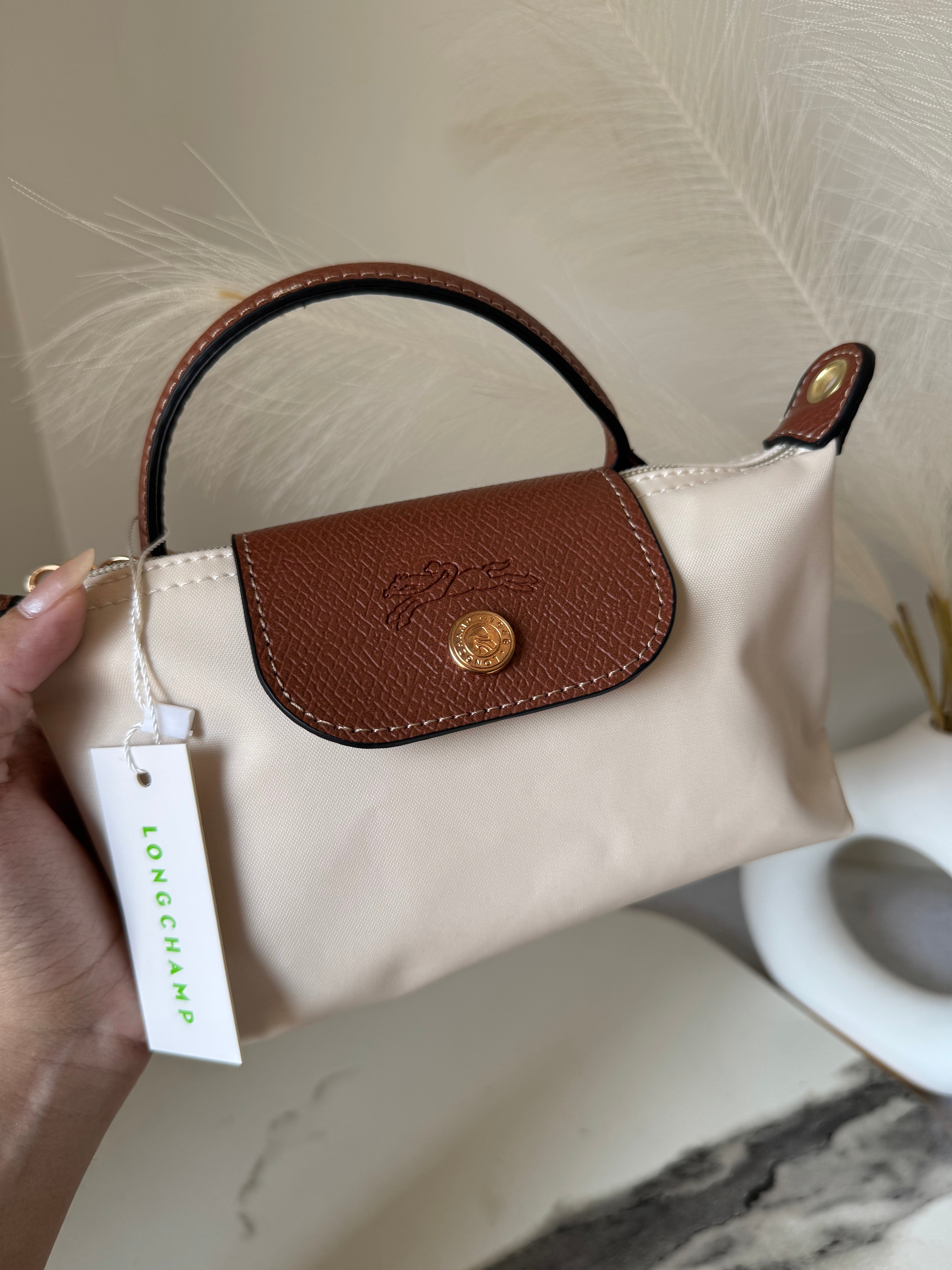 LongChamp Crossbody Bag with Strap - Paper White (WITH BRAND LOGO)