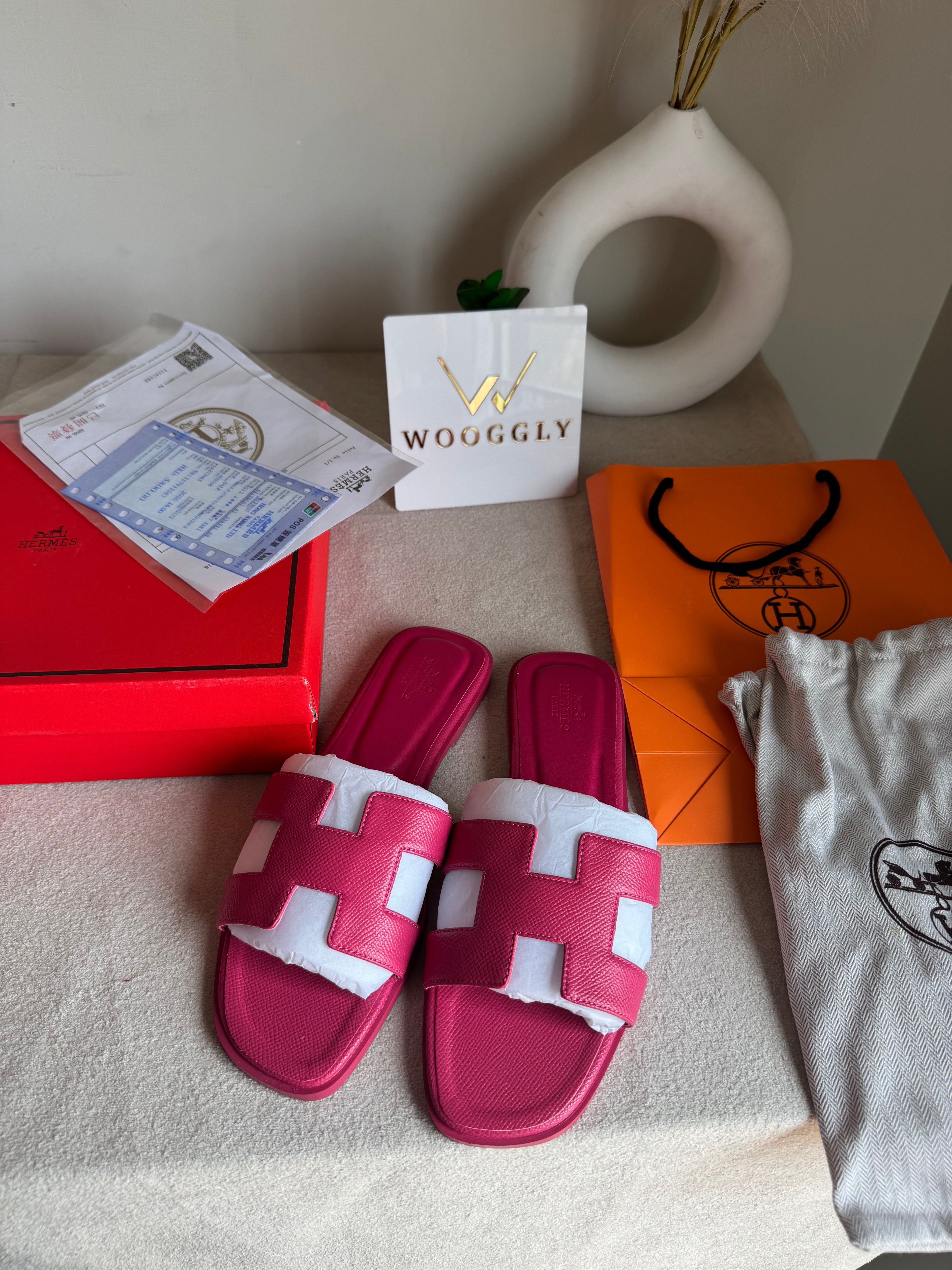 Premium Hermes Slides Hot Pink