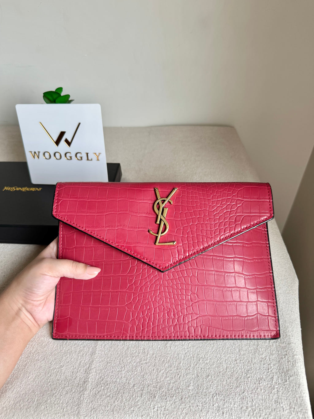 Premium Quality YSL Pouch with Box Packing - Maroon