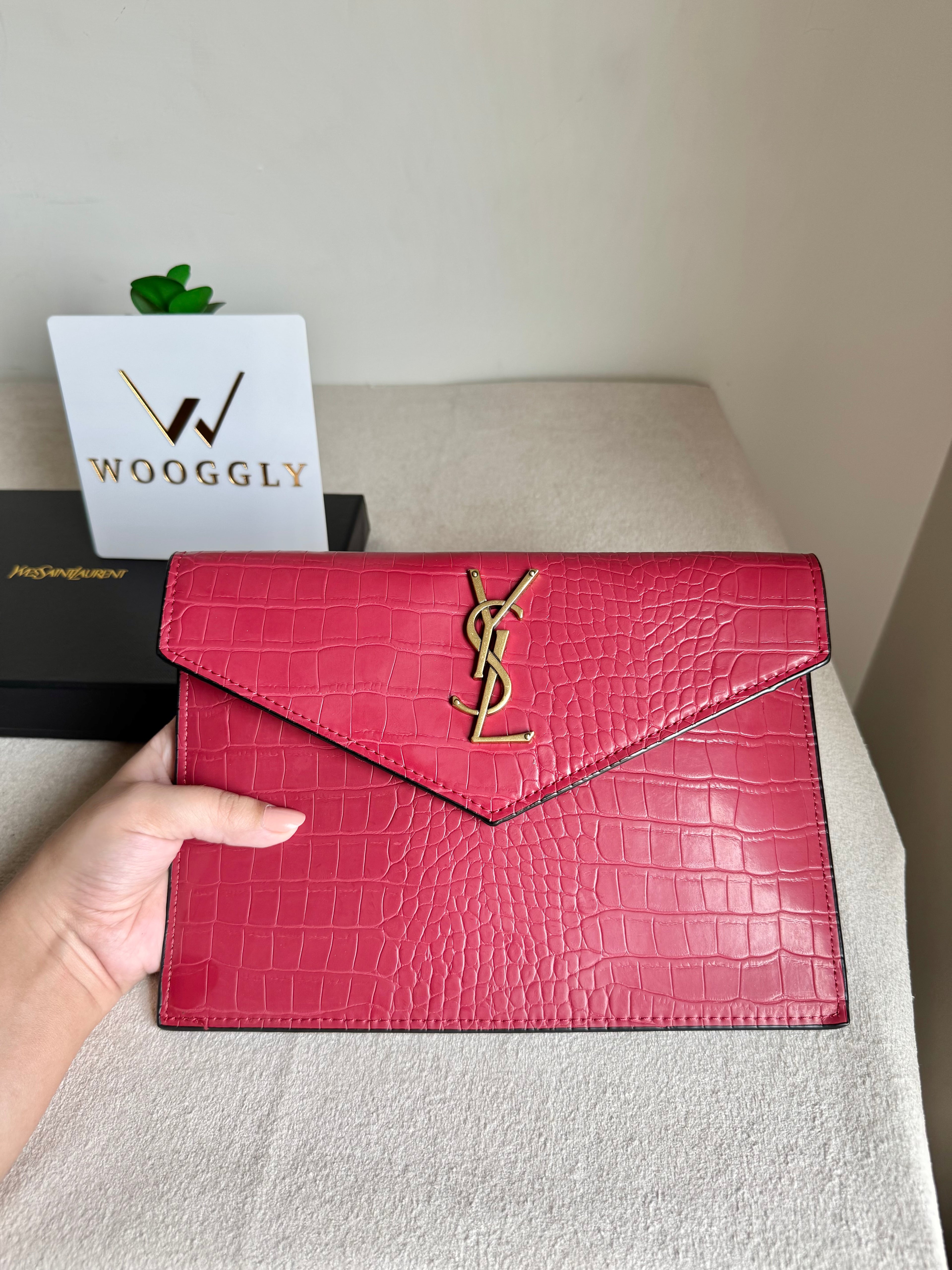 Premium Quality YSL Pouch with Box Packing - Maroon