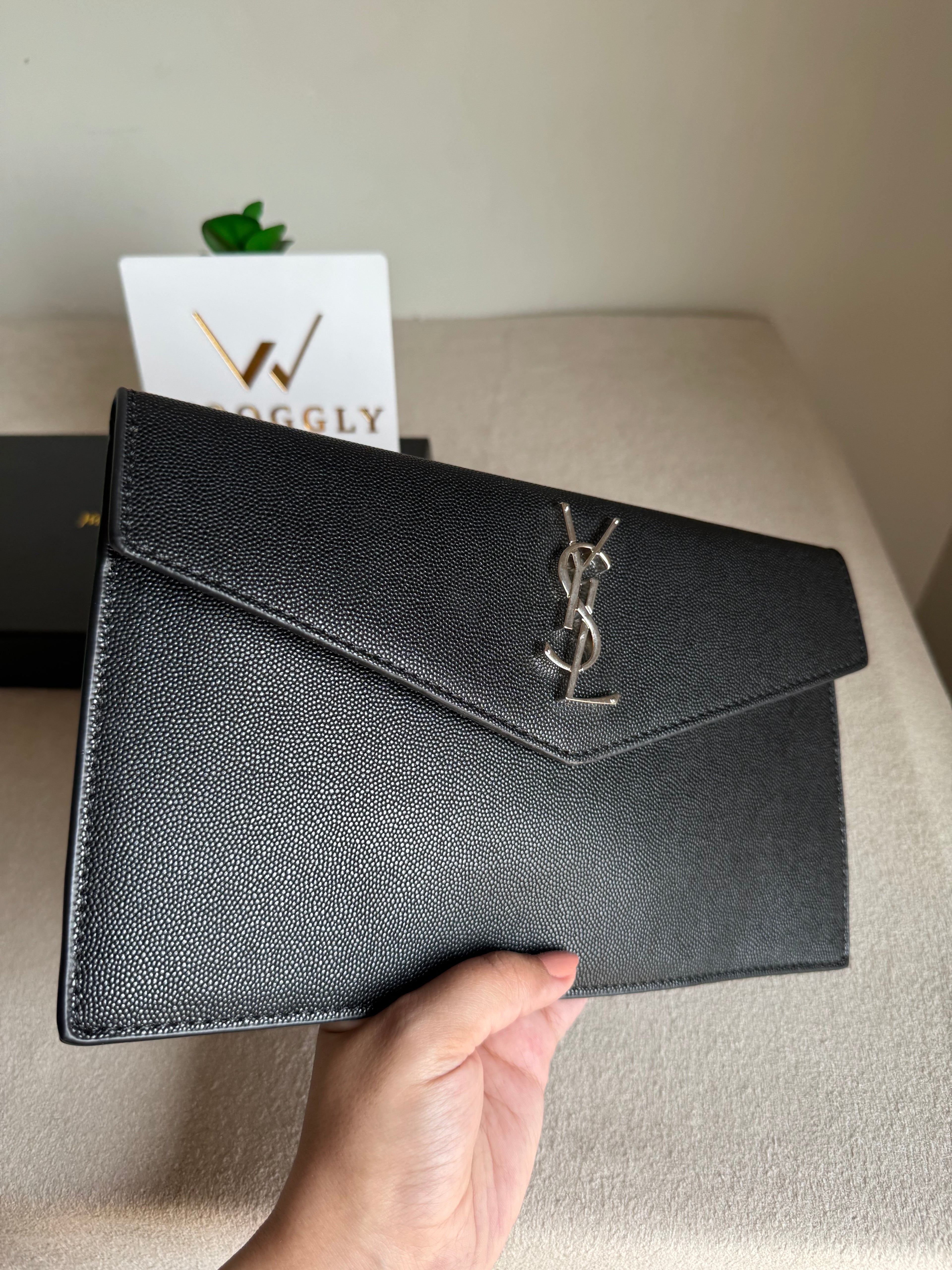 Premium Quality YSL Pouch with Box Packing - BLACK