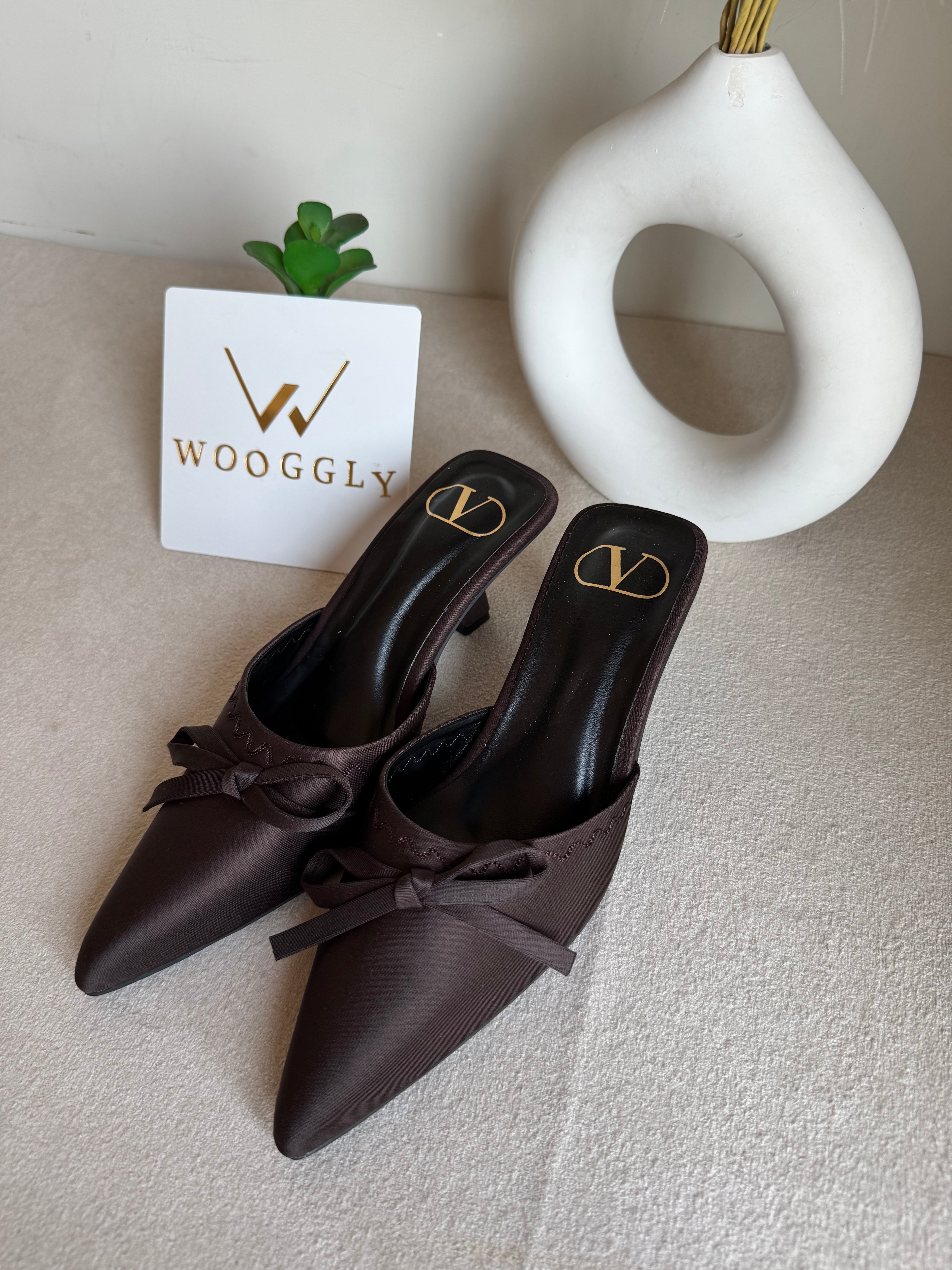 Valentino Bow Heels - Chocolate Brown
