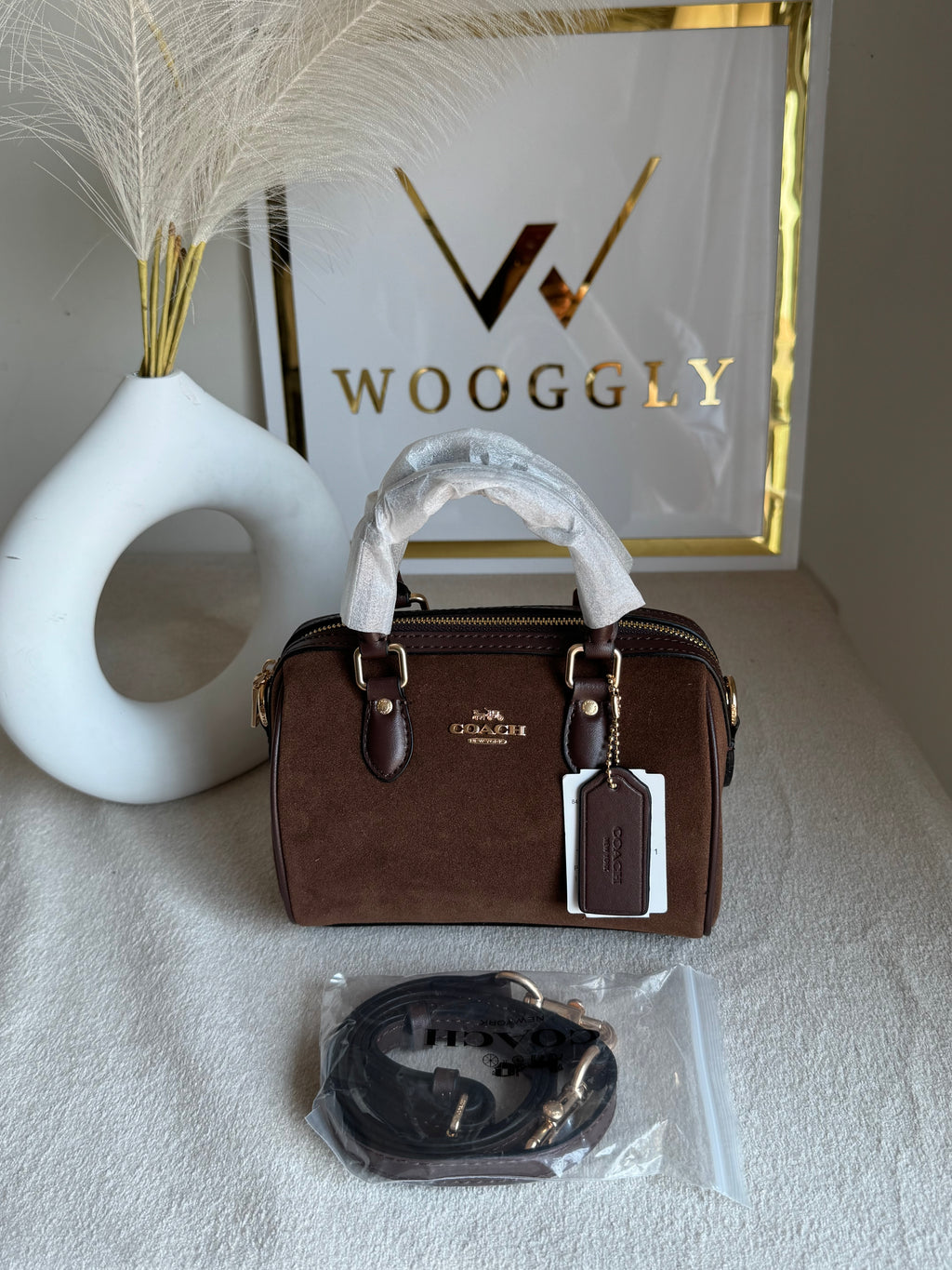 COACH Mini Duffle Bag PREMIUM with Long Strap (Chocolate Brown) - BOX PACKING