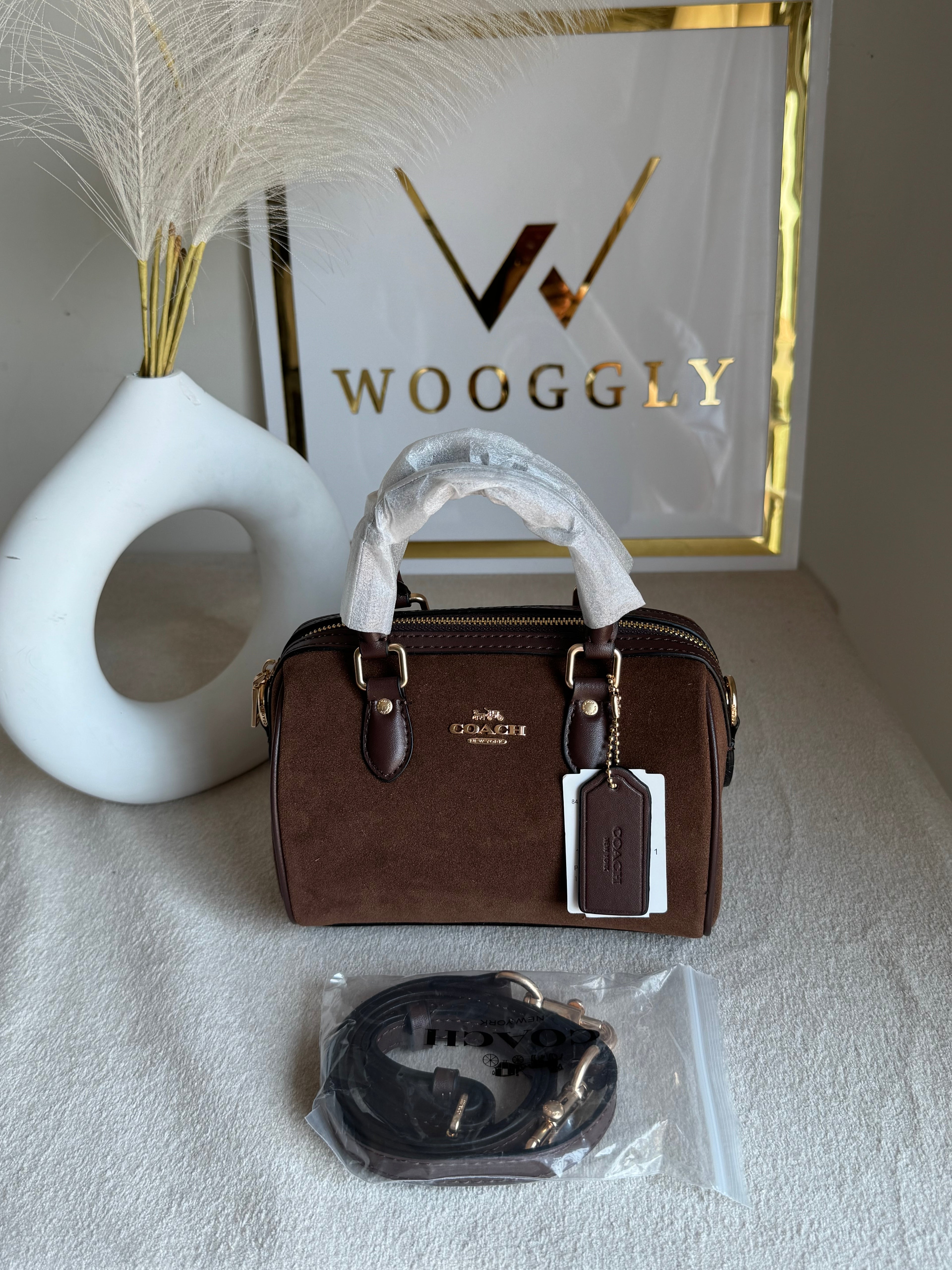 COACH Mini Duffle Bag PREMIUM with Long Strap (Chocolate Brown) - BOX PACKING