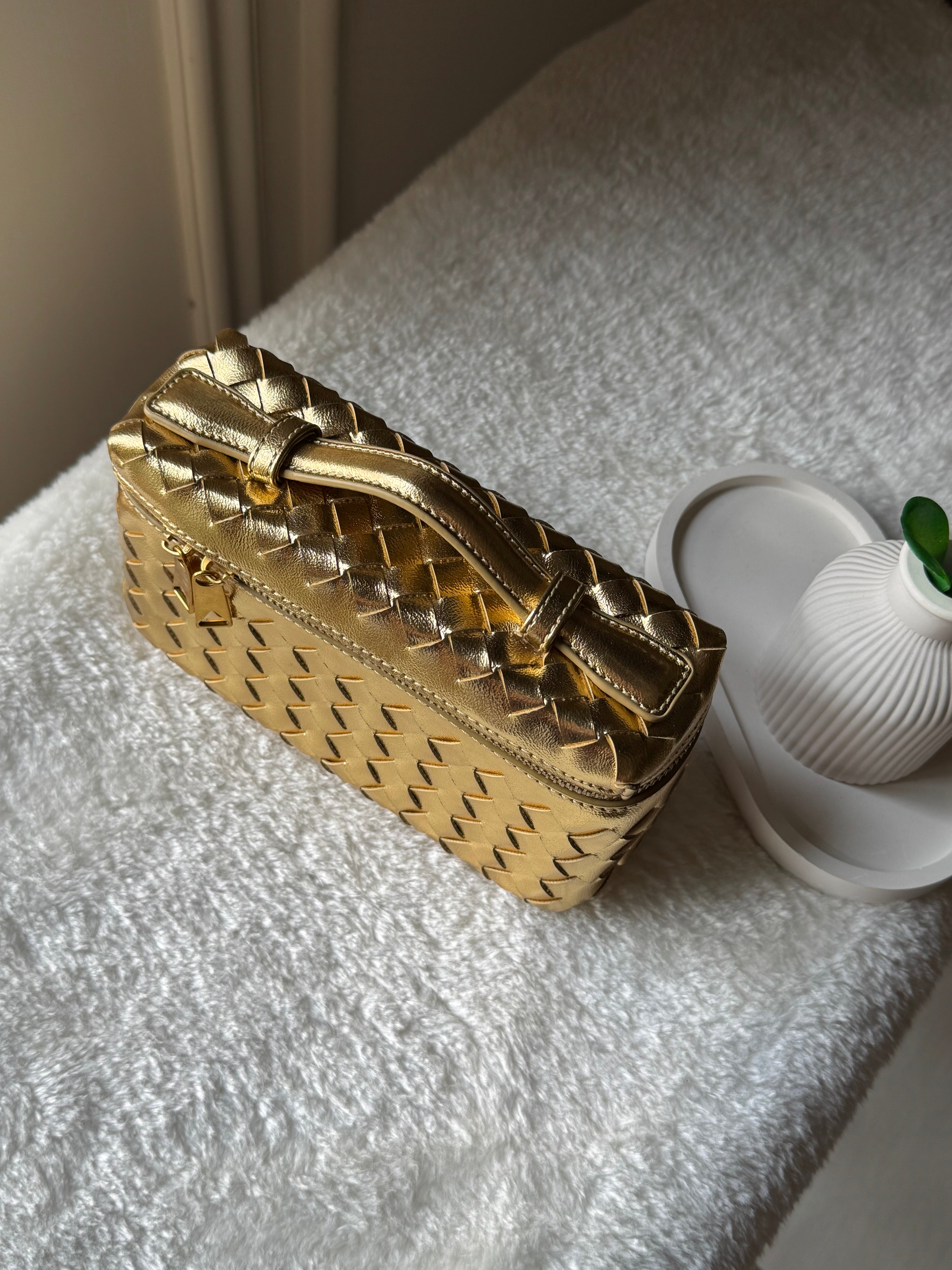 JW Pie Woven Bag with Long Strap (Gold)