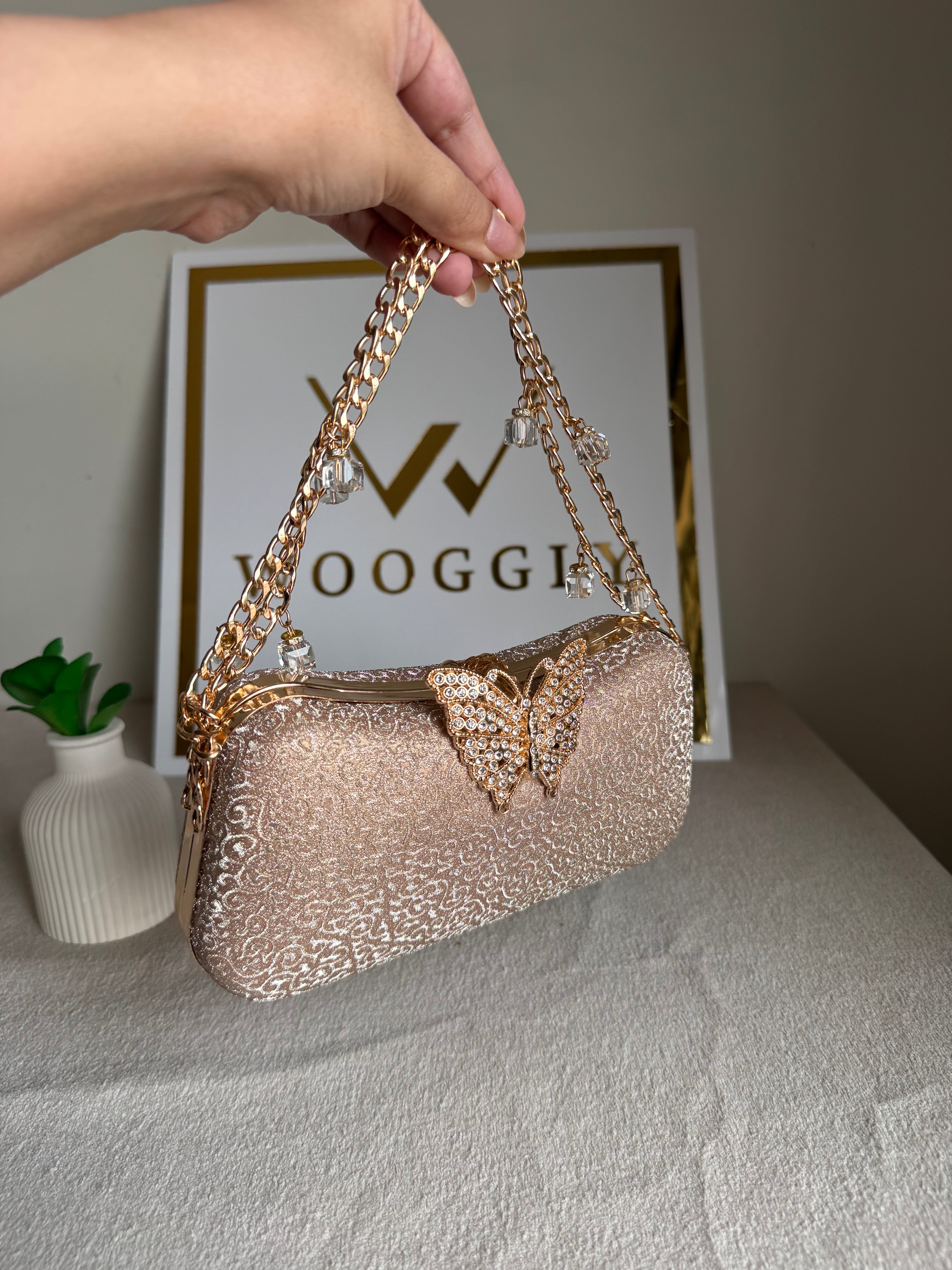 Rosy Butterfly Clutch (Rose Gold)