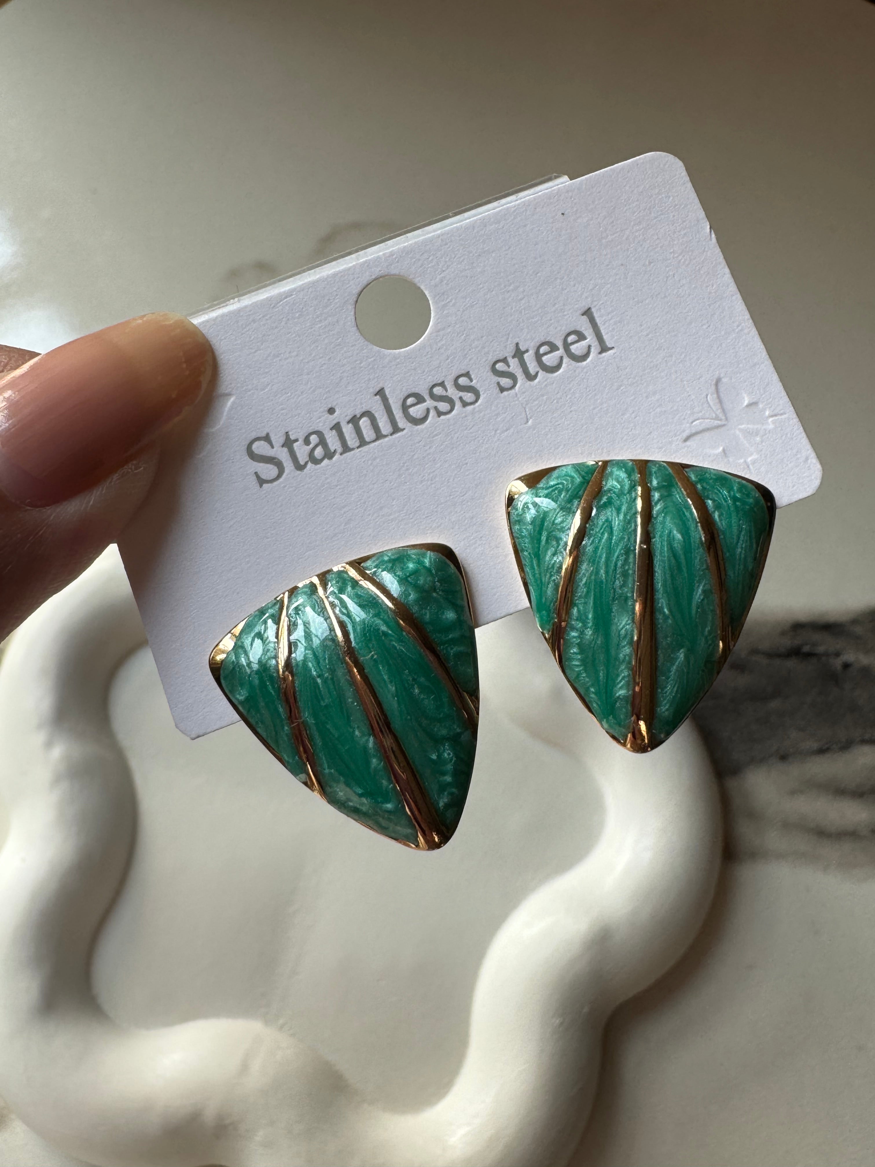 Trinity Studs - Green