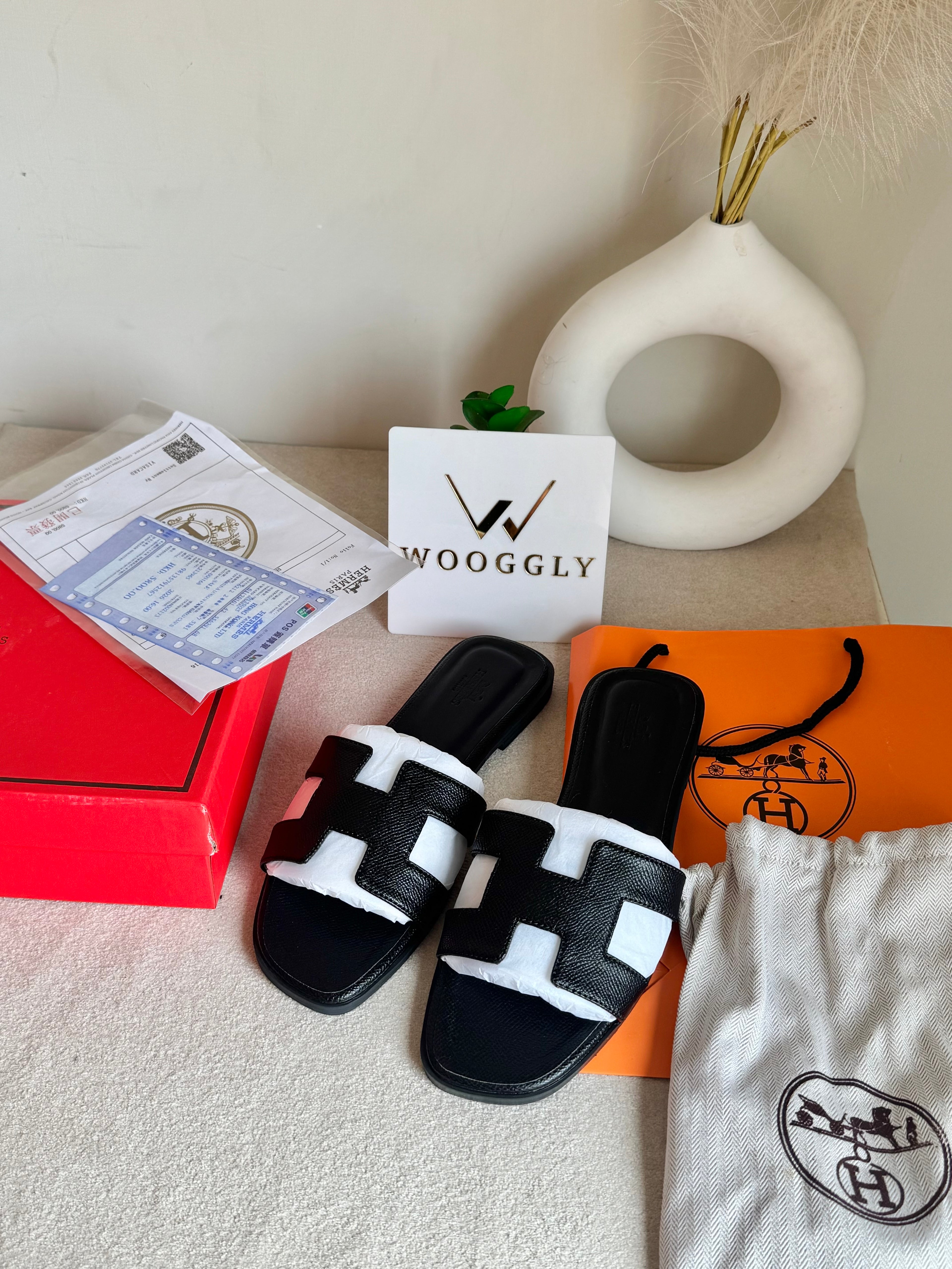 Premium Hermes Slides Black