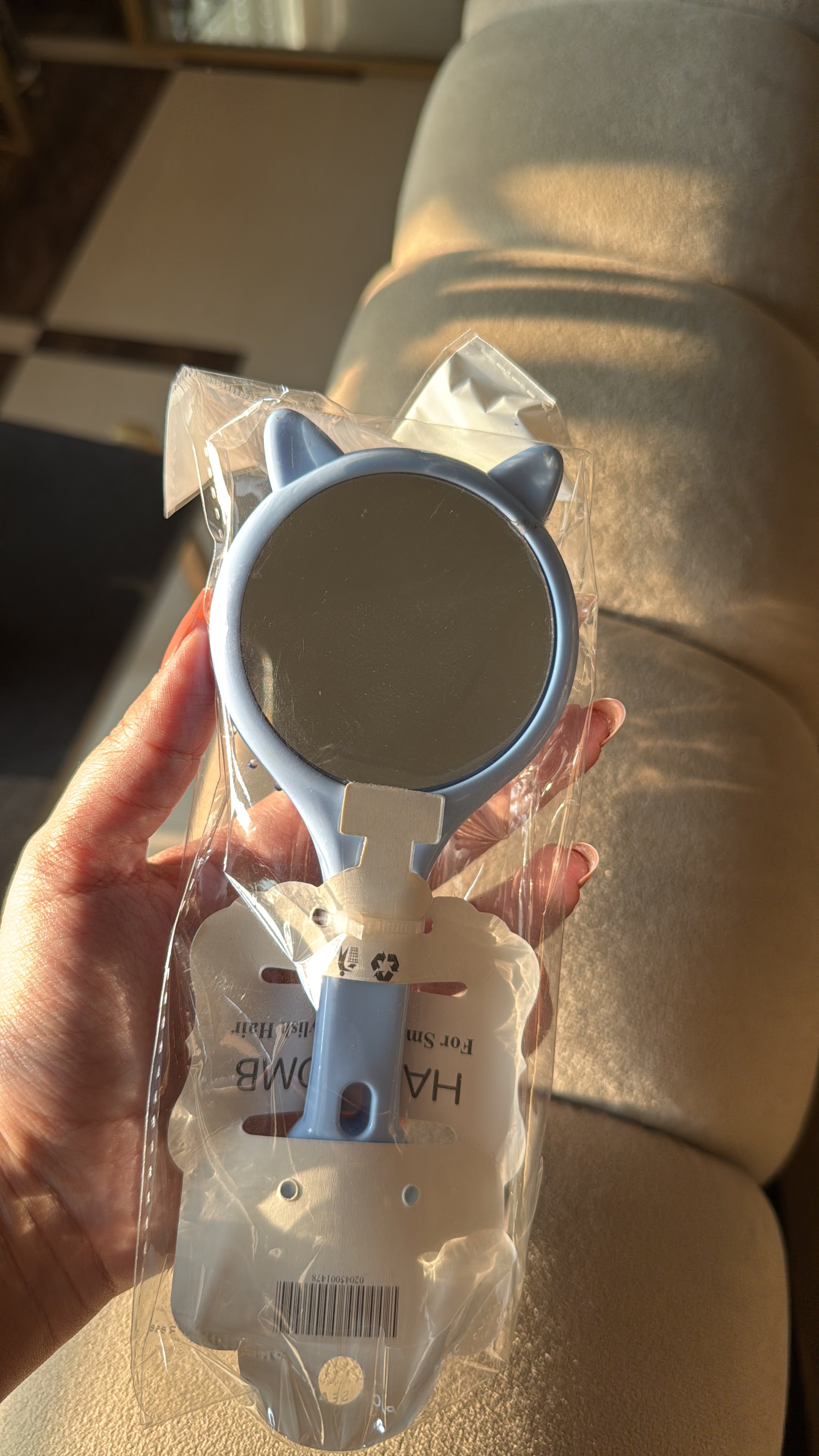Kids Softest Teddy Shape Hair Brush with Mirror (Blue)