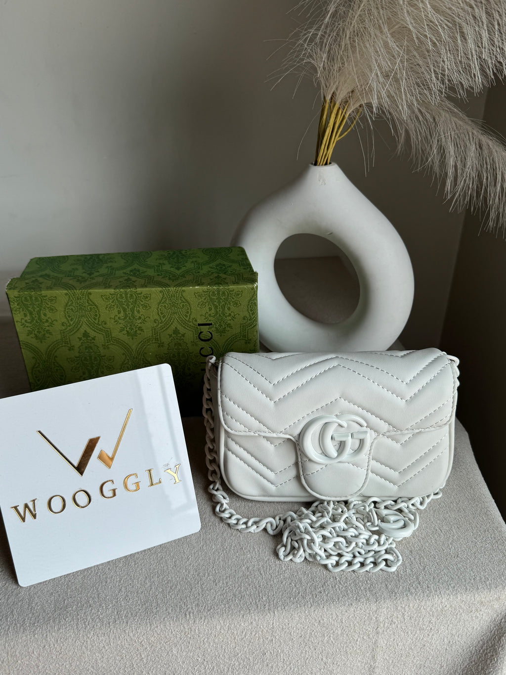 Gucci Signature Bag SMALL - White on White with Box Packing
