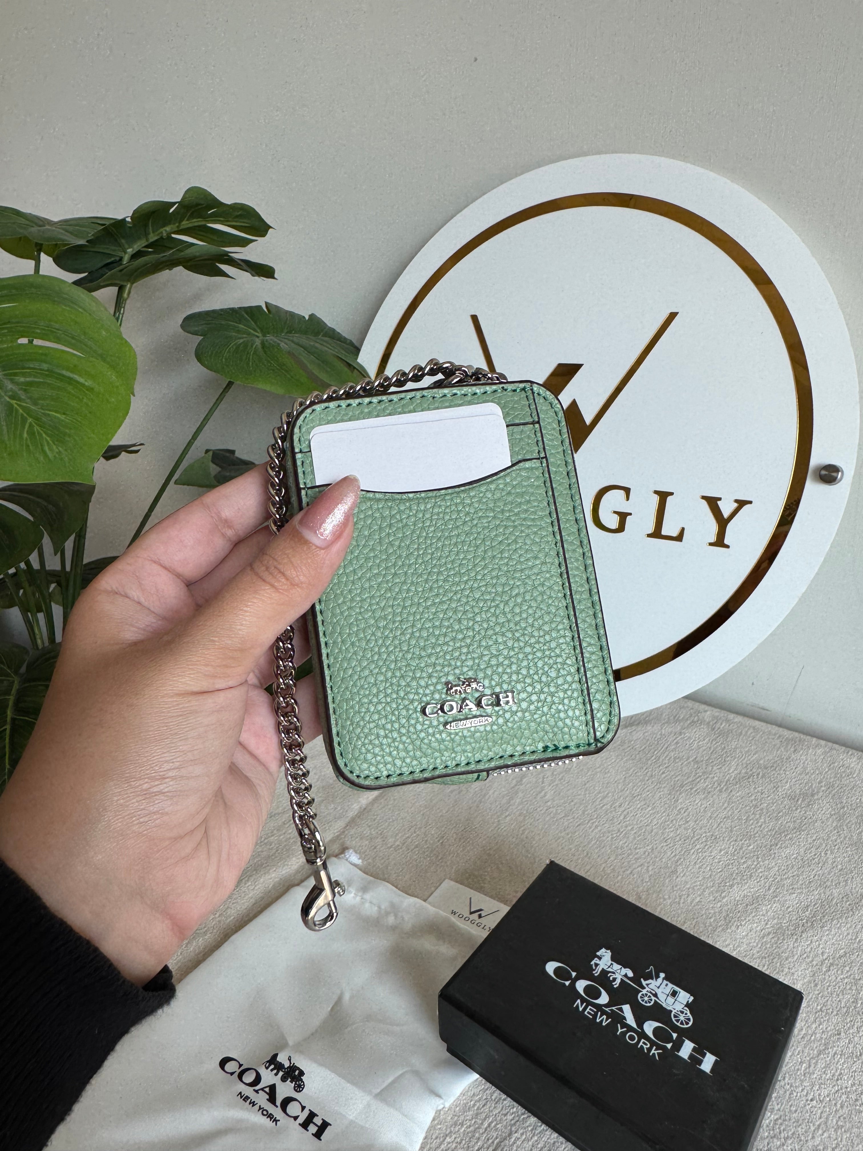 Coach Zip Card Case with Box Packing - Sea Green