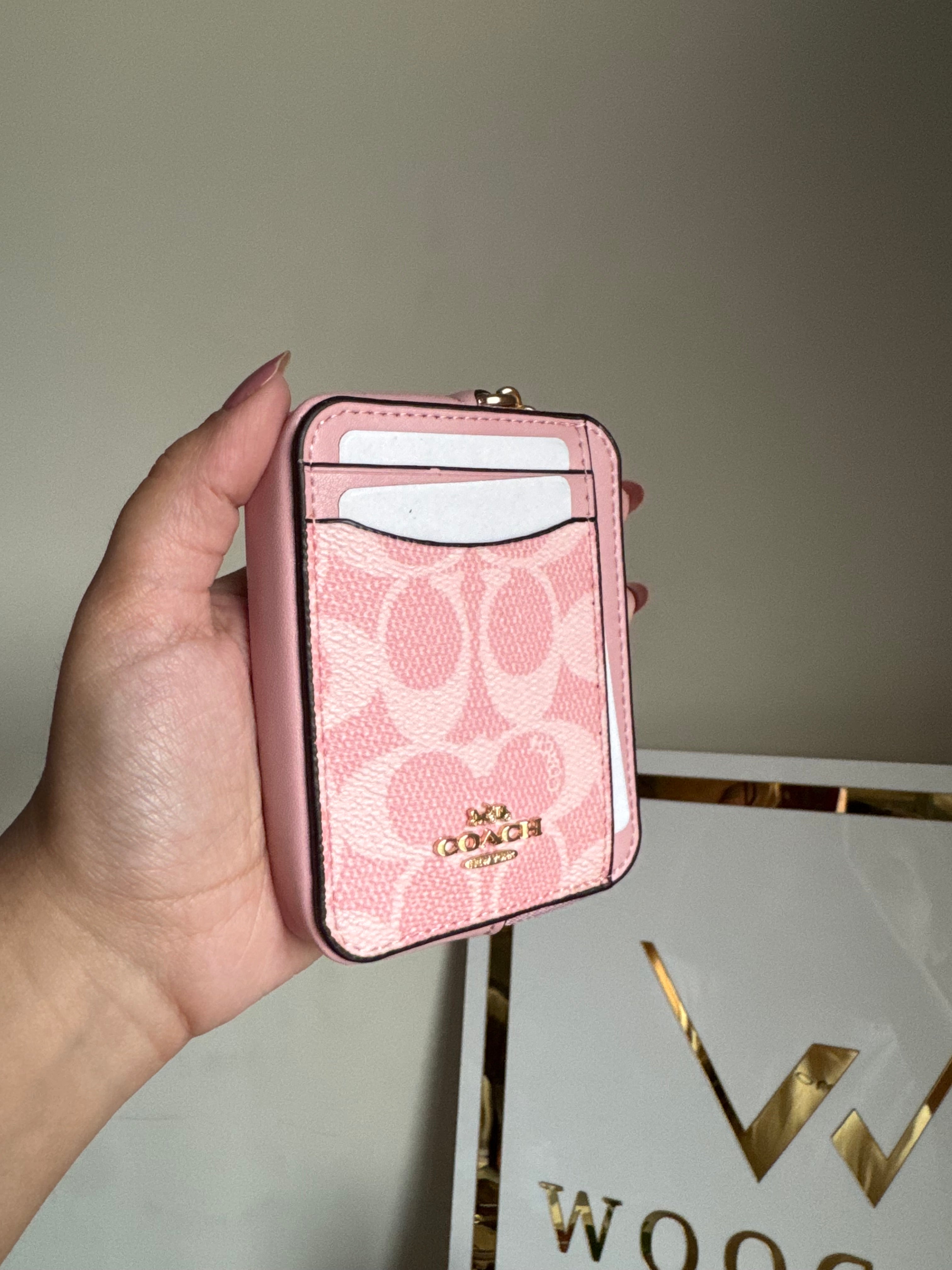 Coach Zip Card Case - Baby Pink