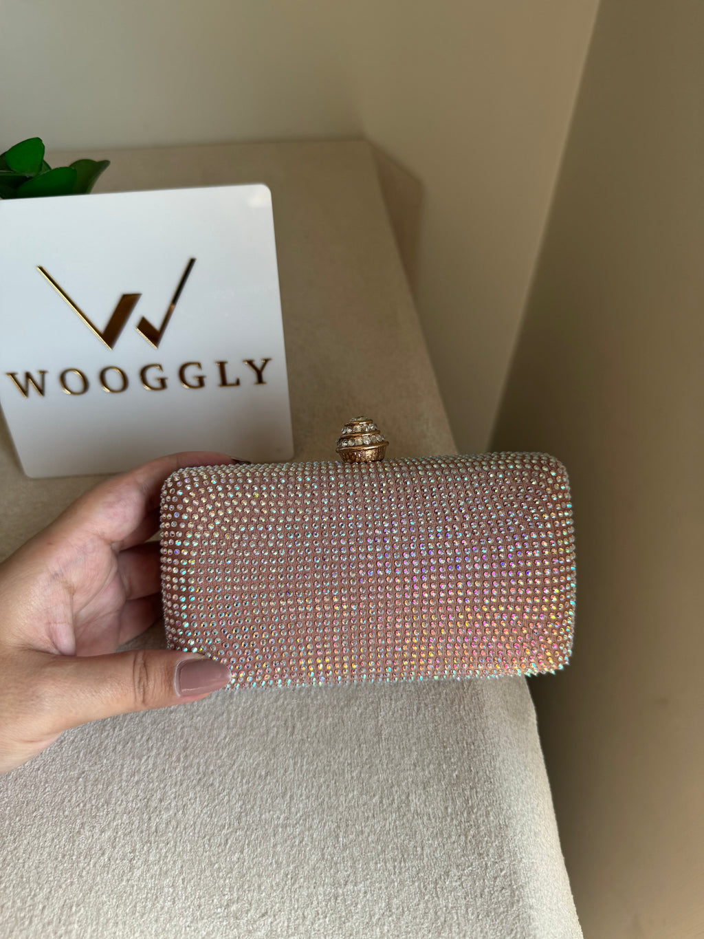 Dazzle Evening Clutch Rose Gold with Multi