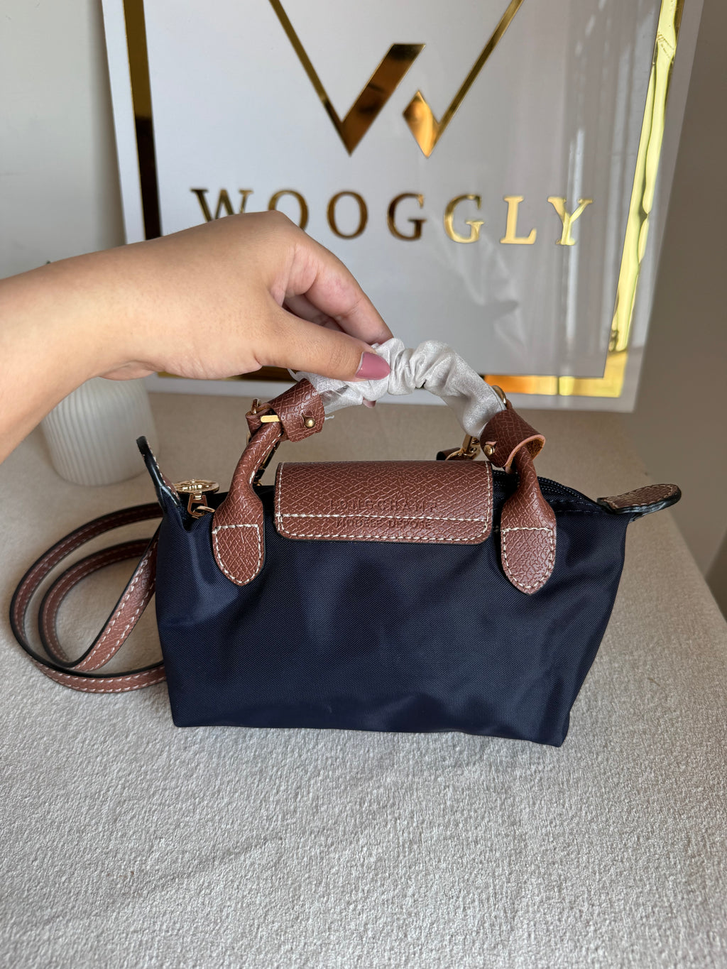 Premium LongChamp Crossbody Bag with Strap - Blue (WITH BRAND LOGO)
