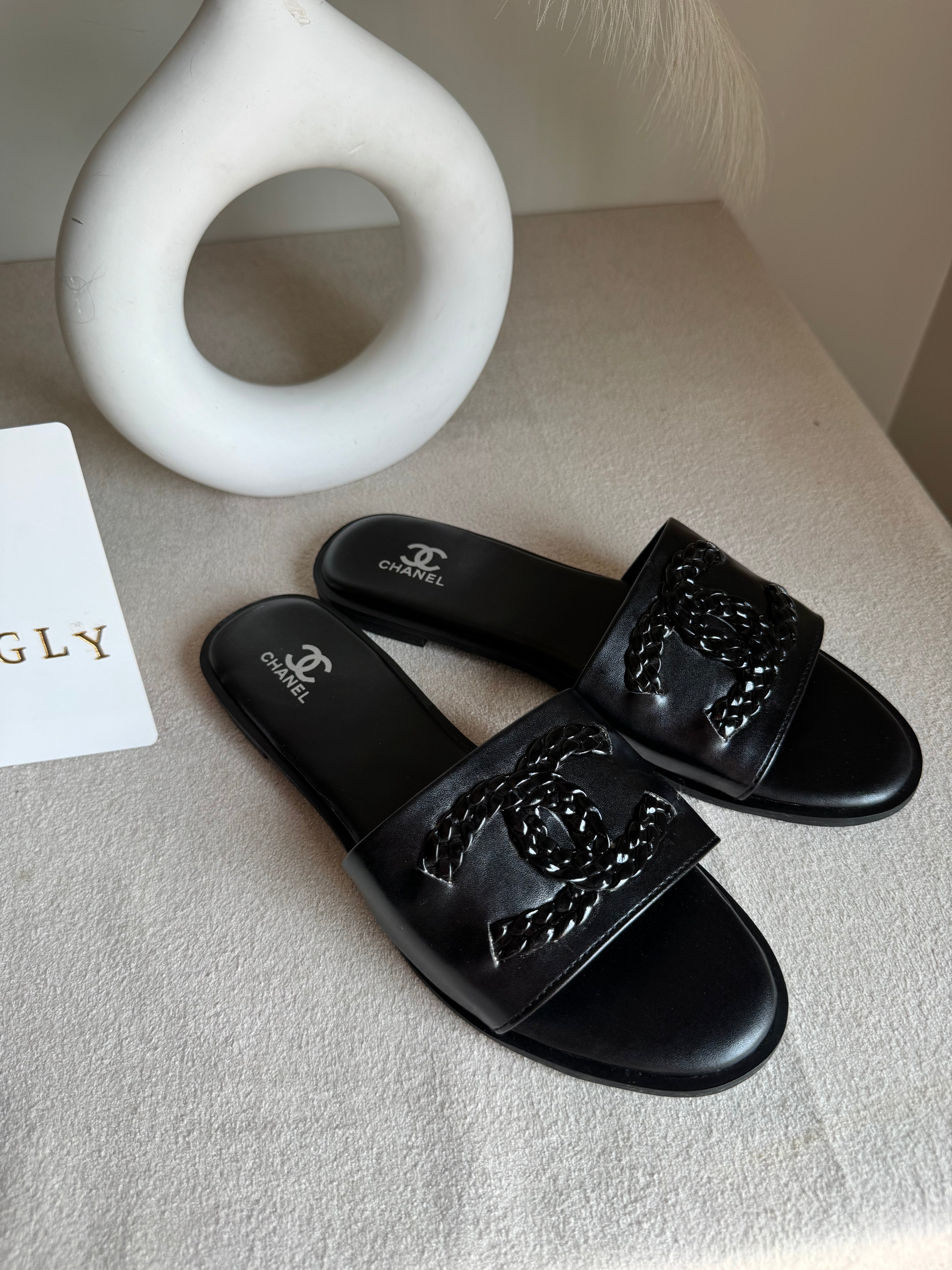 Chanel Essential Black Slides
