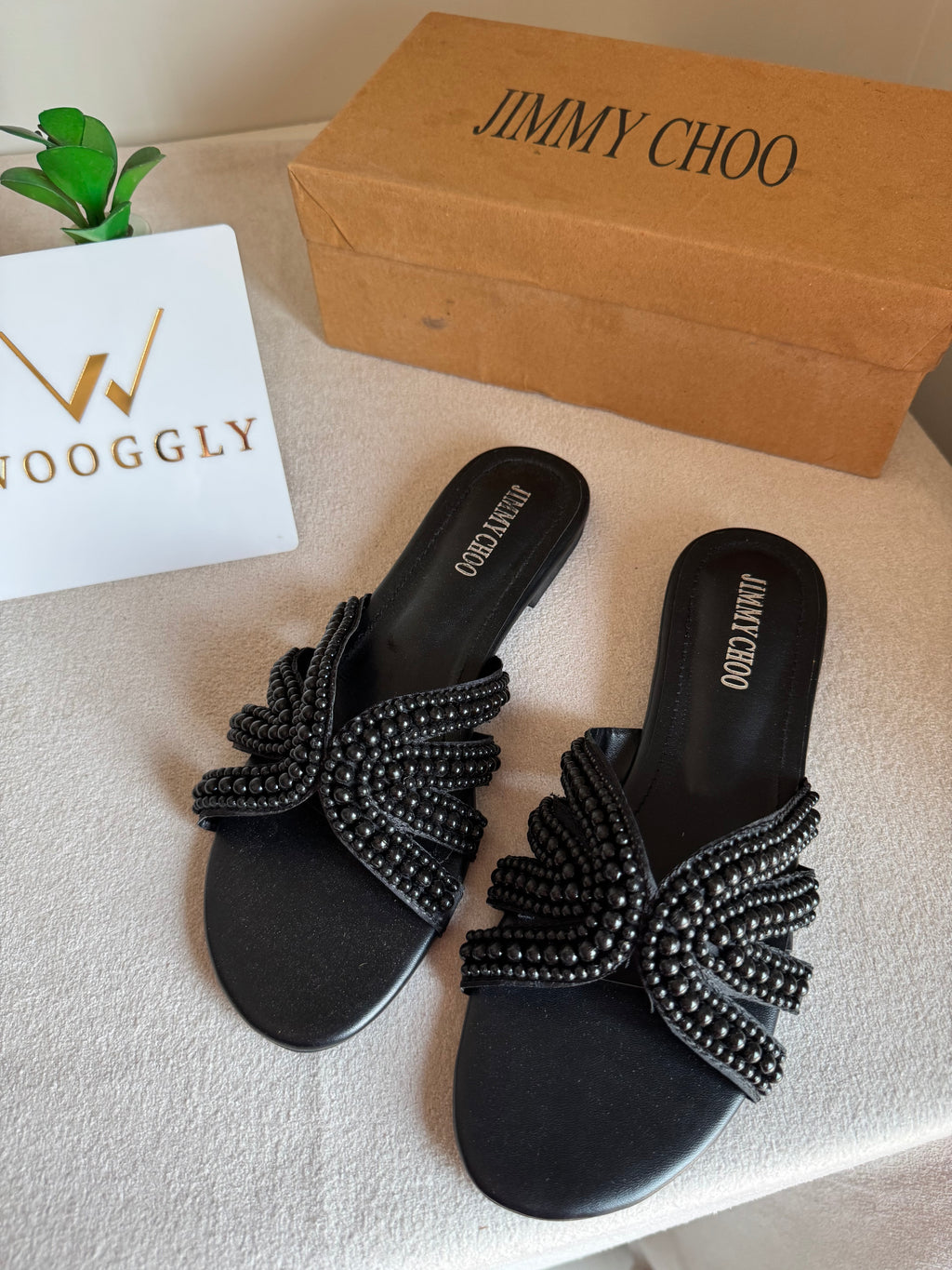 Jimmy Choo Pearl Slides - Black