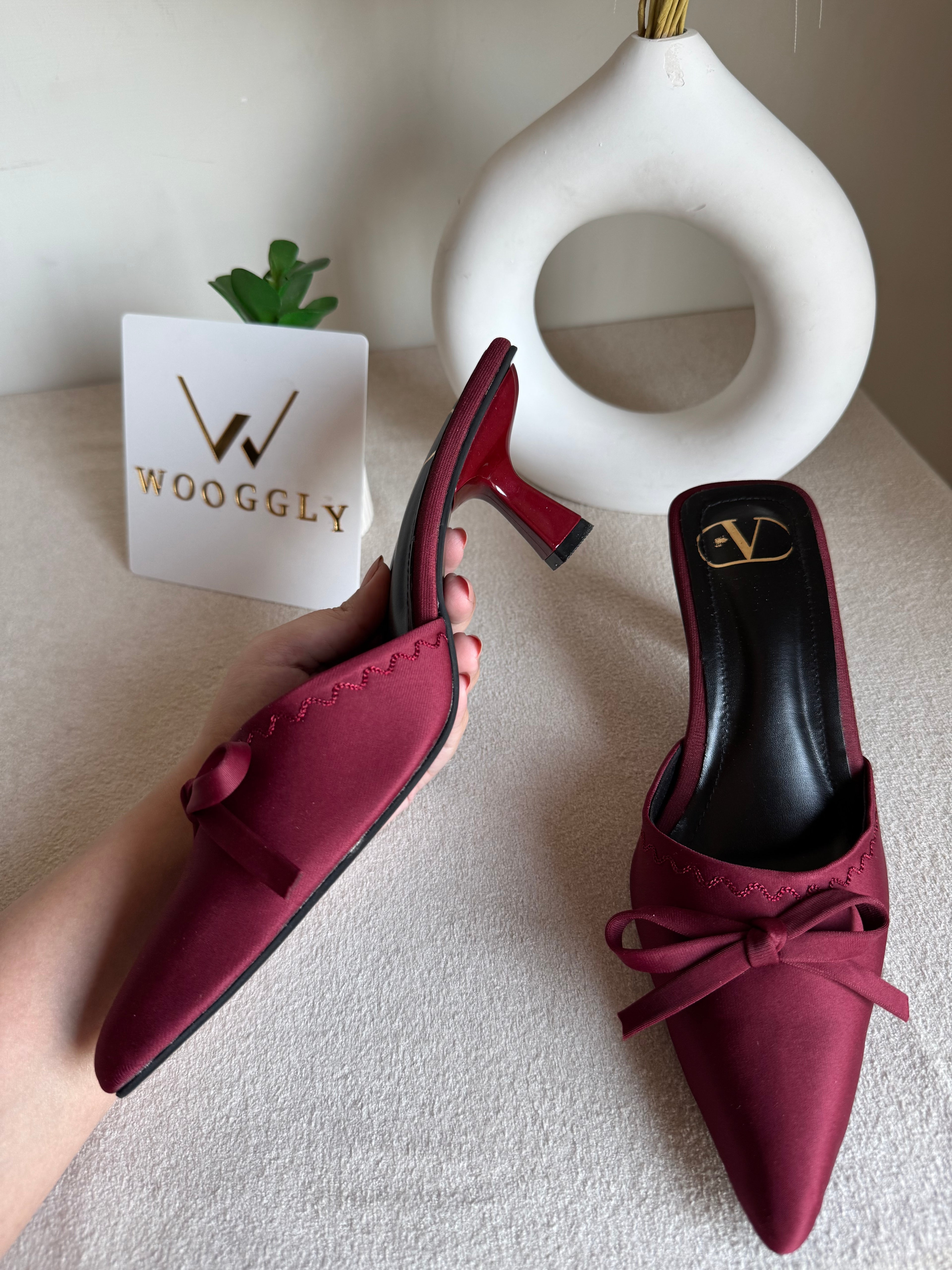 Valentino Bow Heels - Maroon