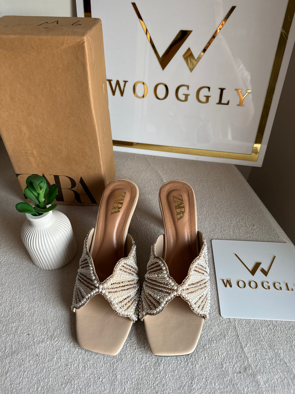 Viral Zara Faux Heels BEIGE with Brand Box