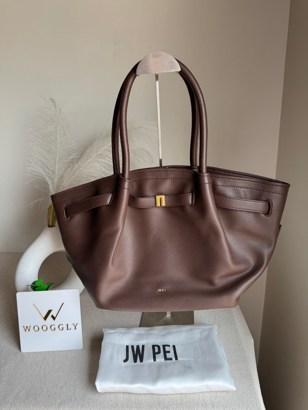 JW PEI Hana Tote Bag - Leather Chocolate Brown
