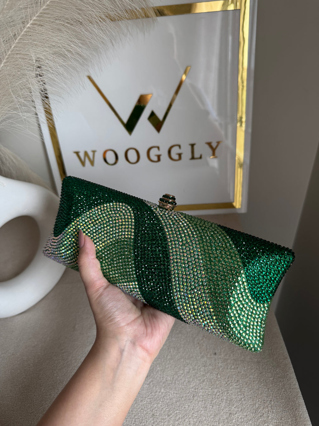 High Quality Élan Clutch - Multi Emerald Green