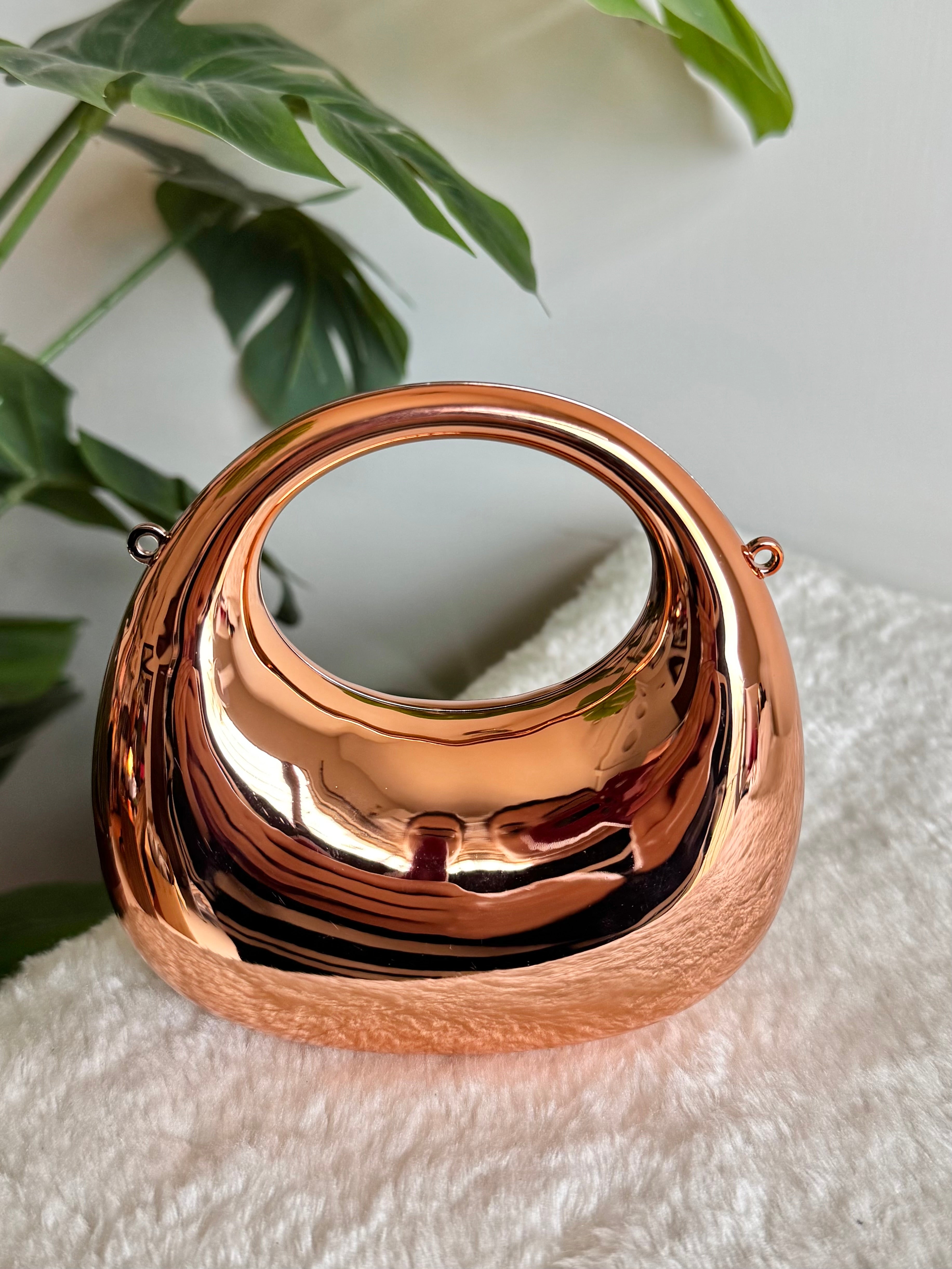 Viral Metallic Clutch with Chain - Mini Rose Gold