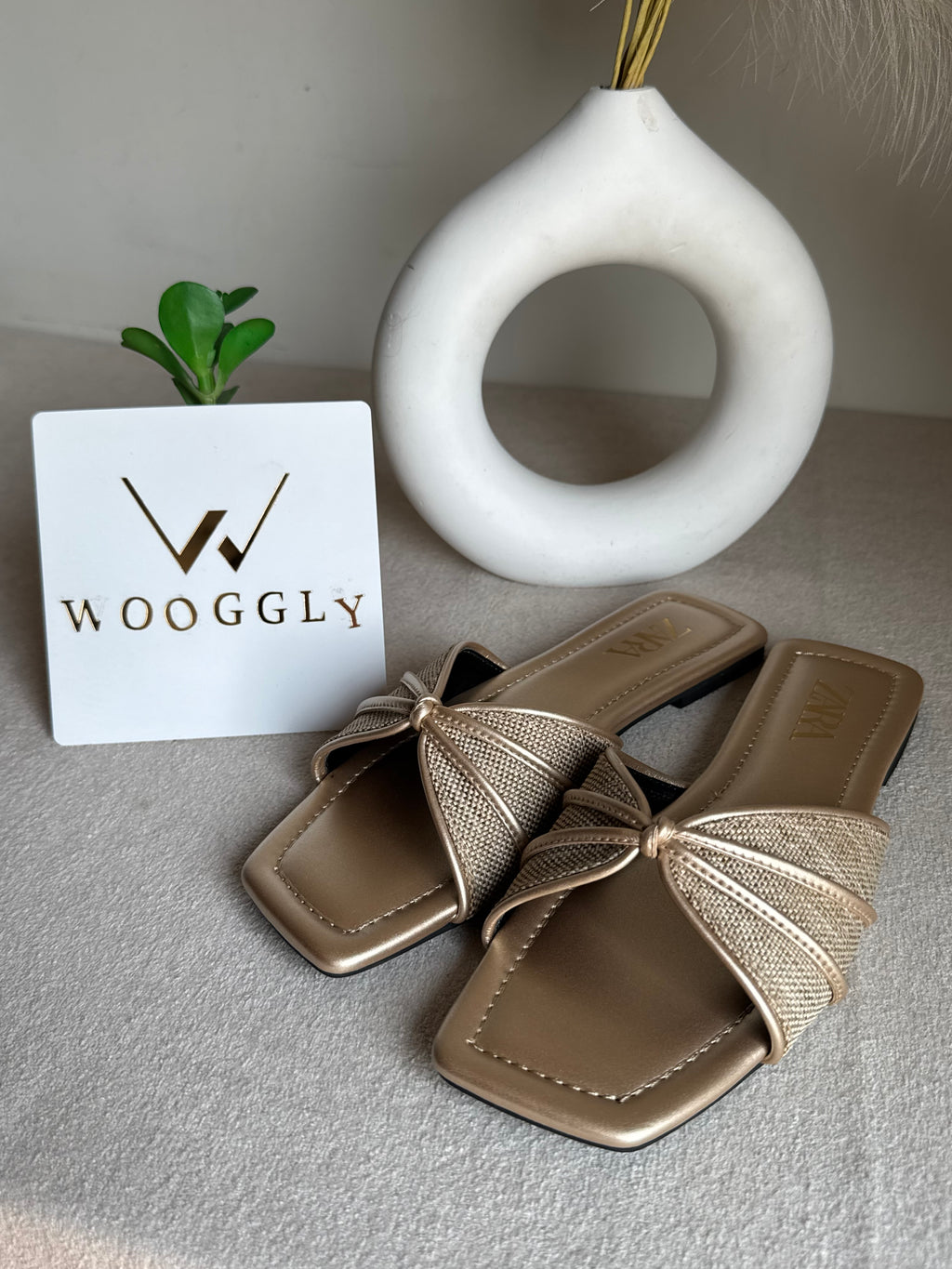 Zara Knot Slides Fawn