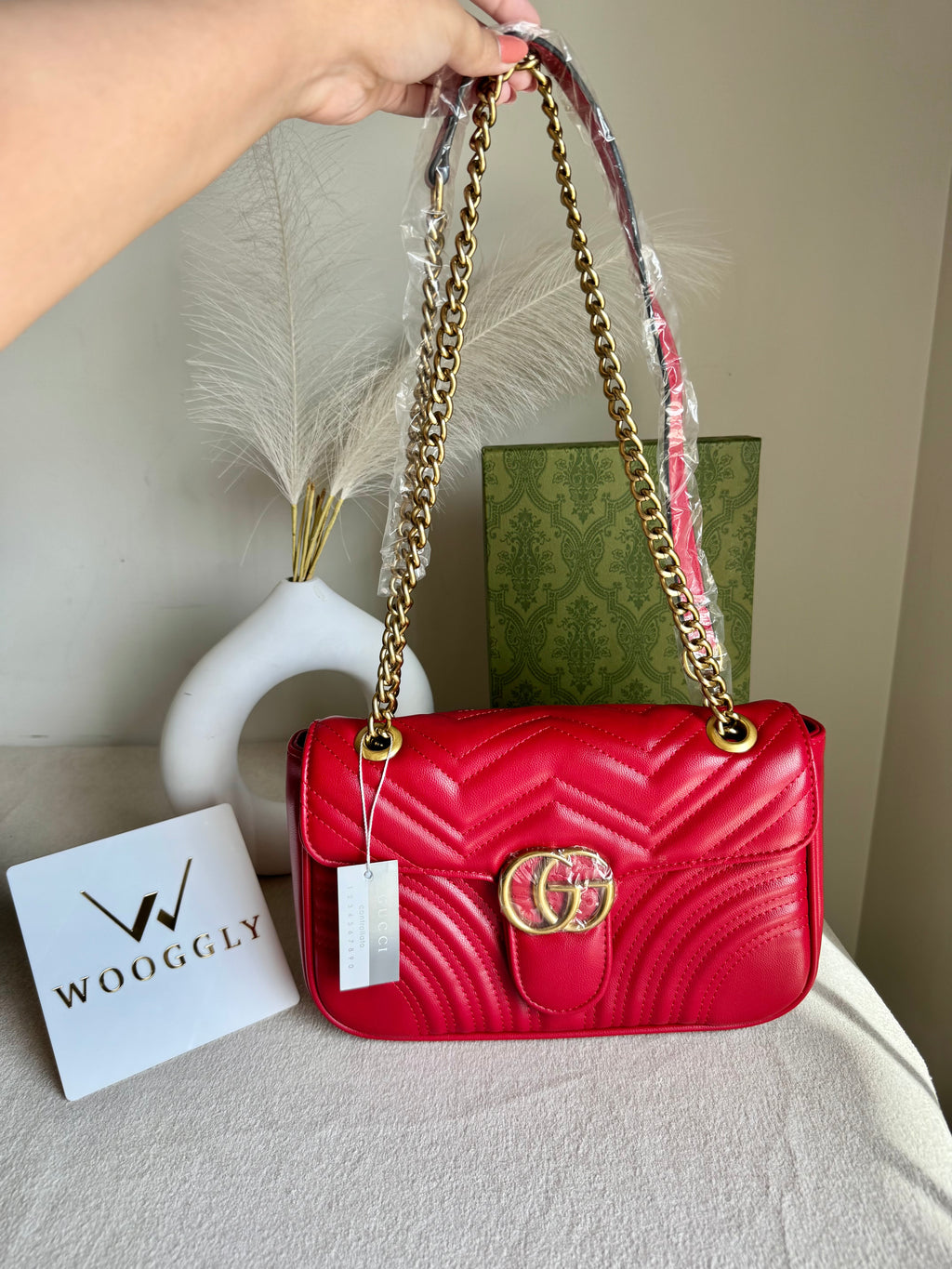Gucci Signature Bag MEDIUM - Red with Box Packing