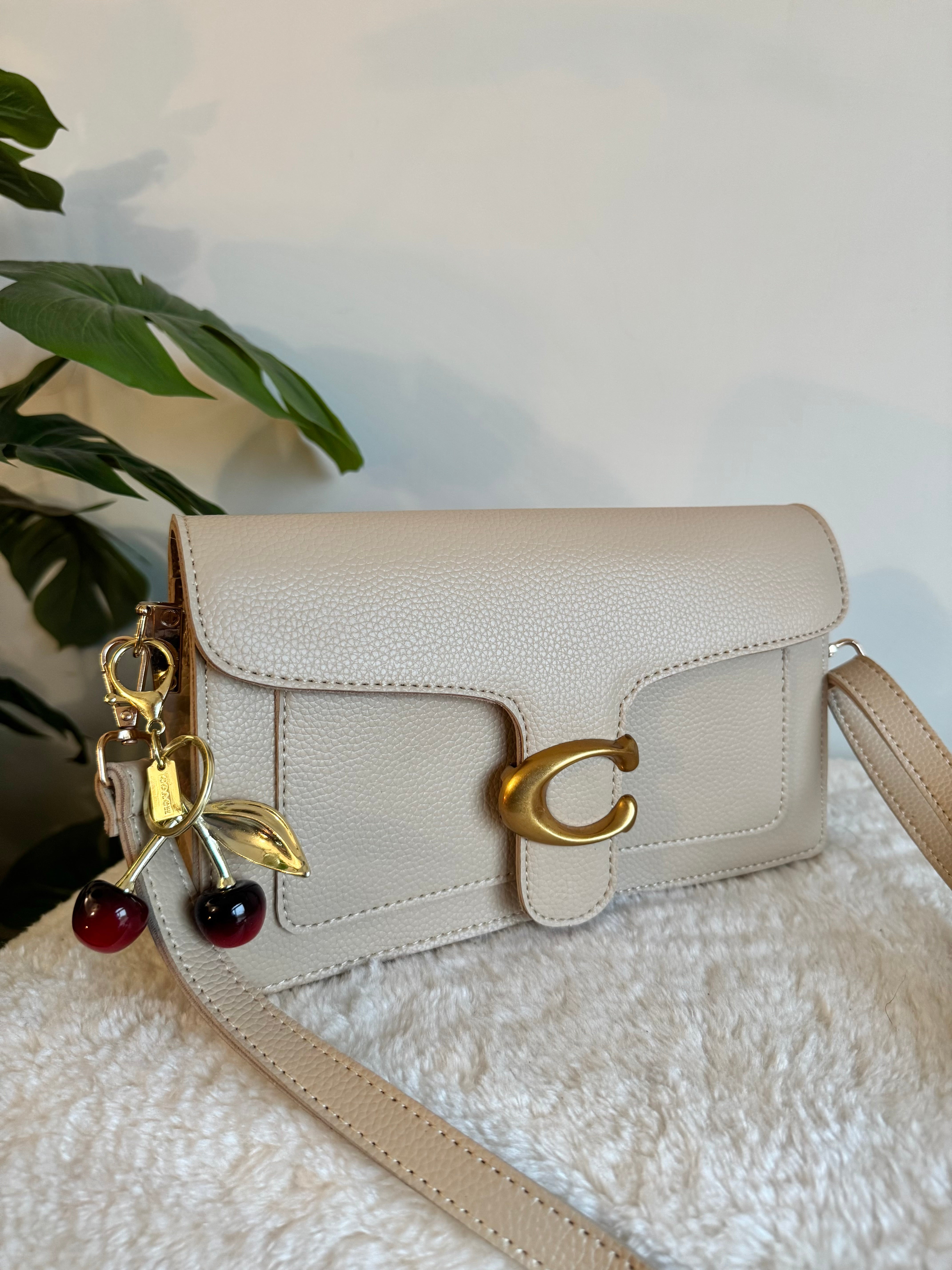 COACH TABBY with Coach Cherry Charm (Beige) - BOX PACKING