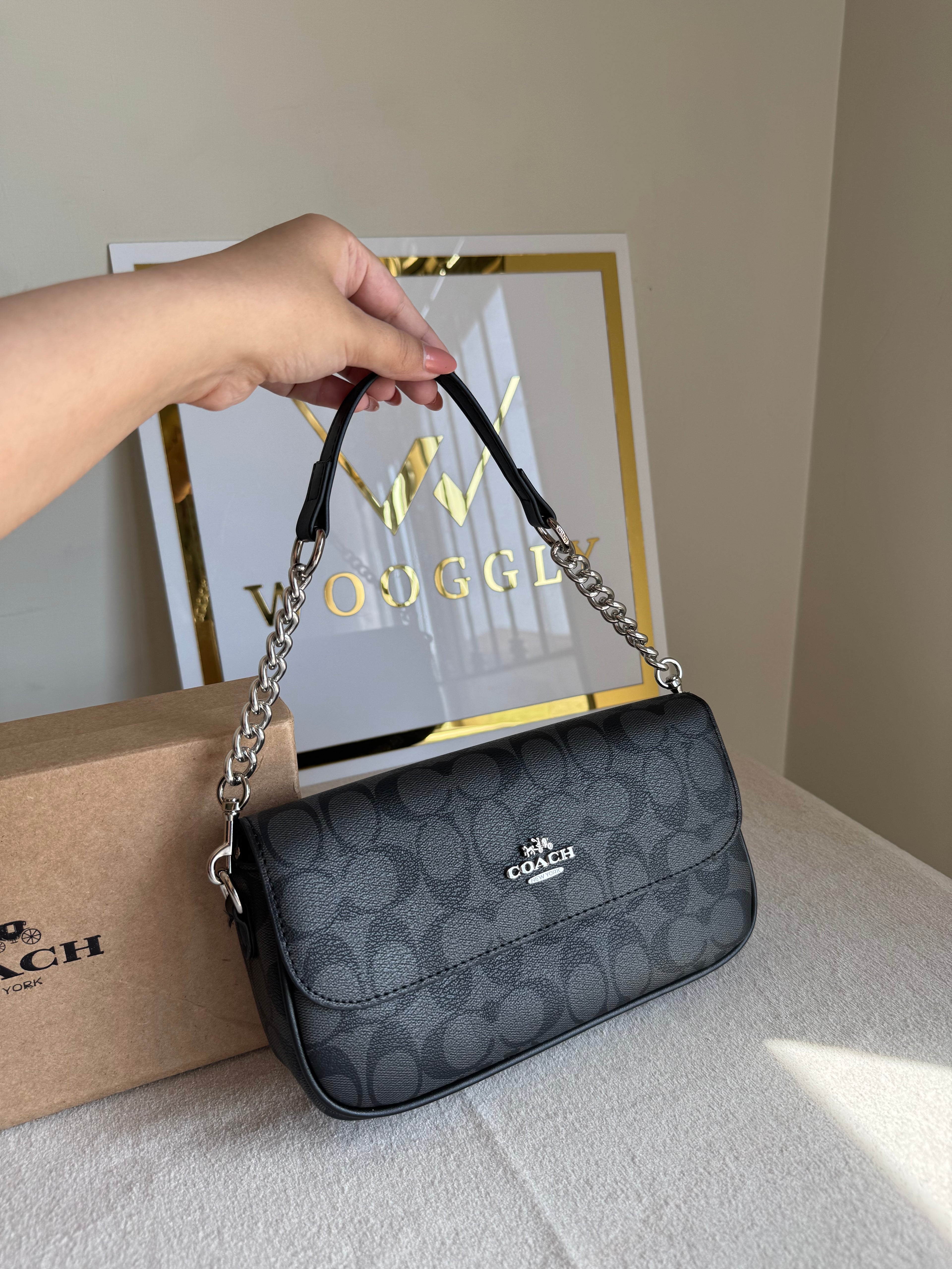 Coach Sling Bag - Black & Grey (BOX PACKING)