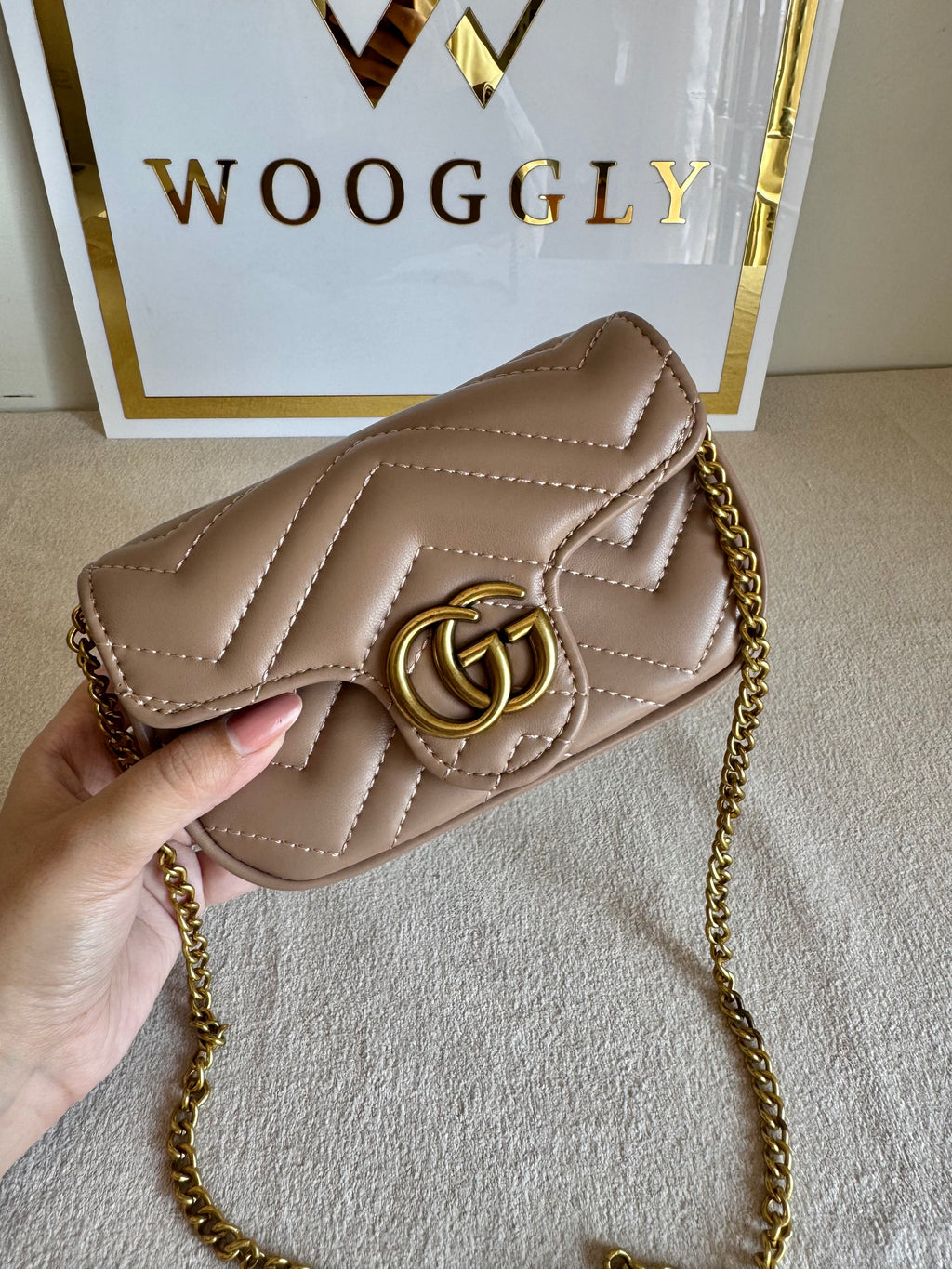 Gucci Signature Bag SMALL - Beige with Box Packing