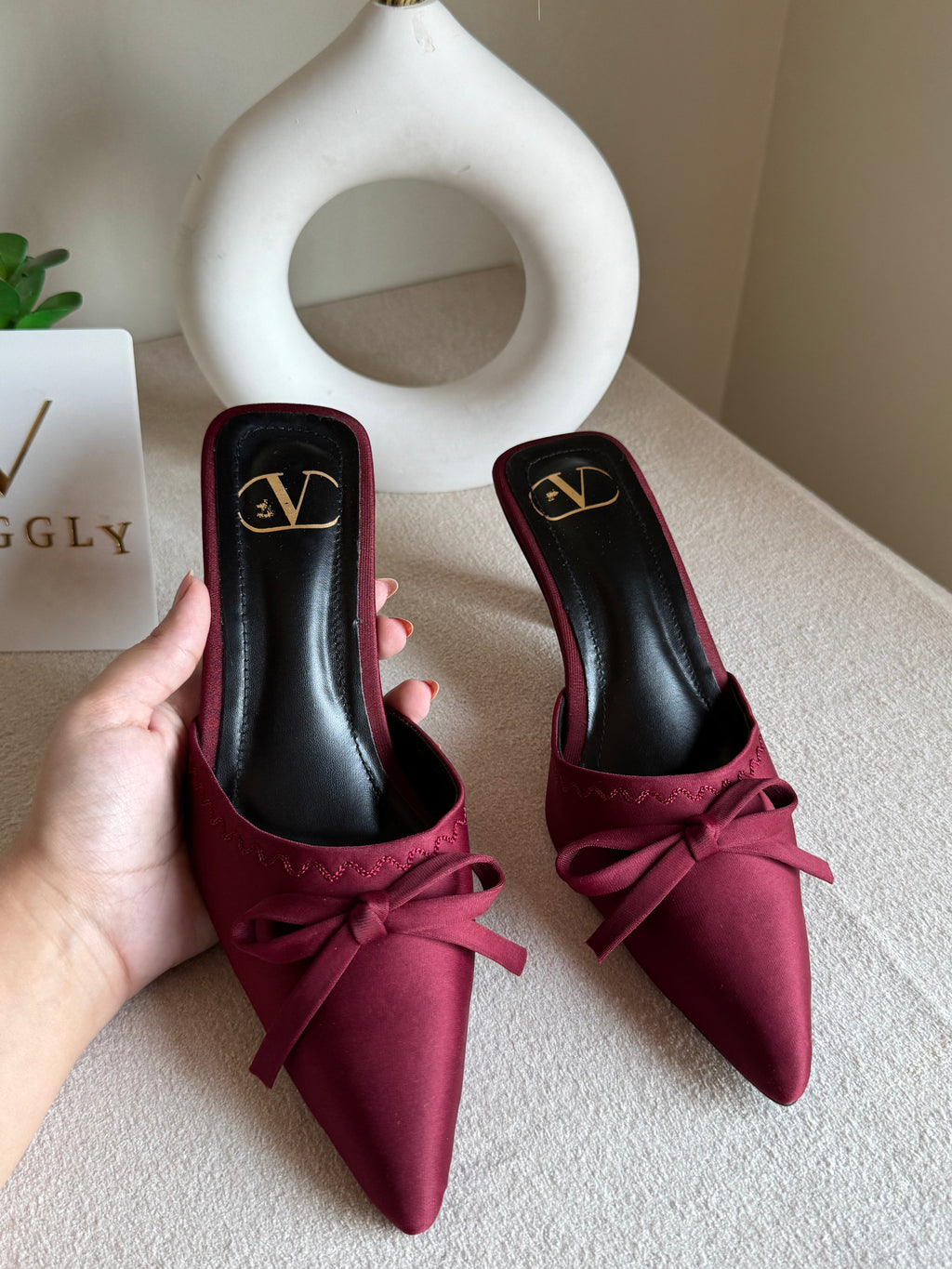 Valentino Bow Heels - Maroon