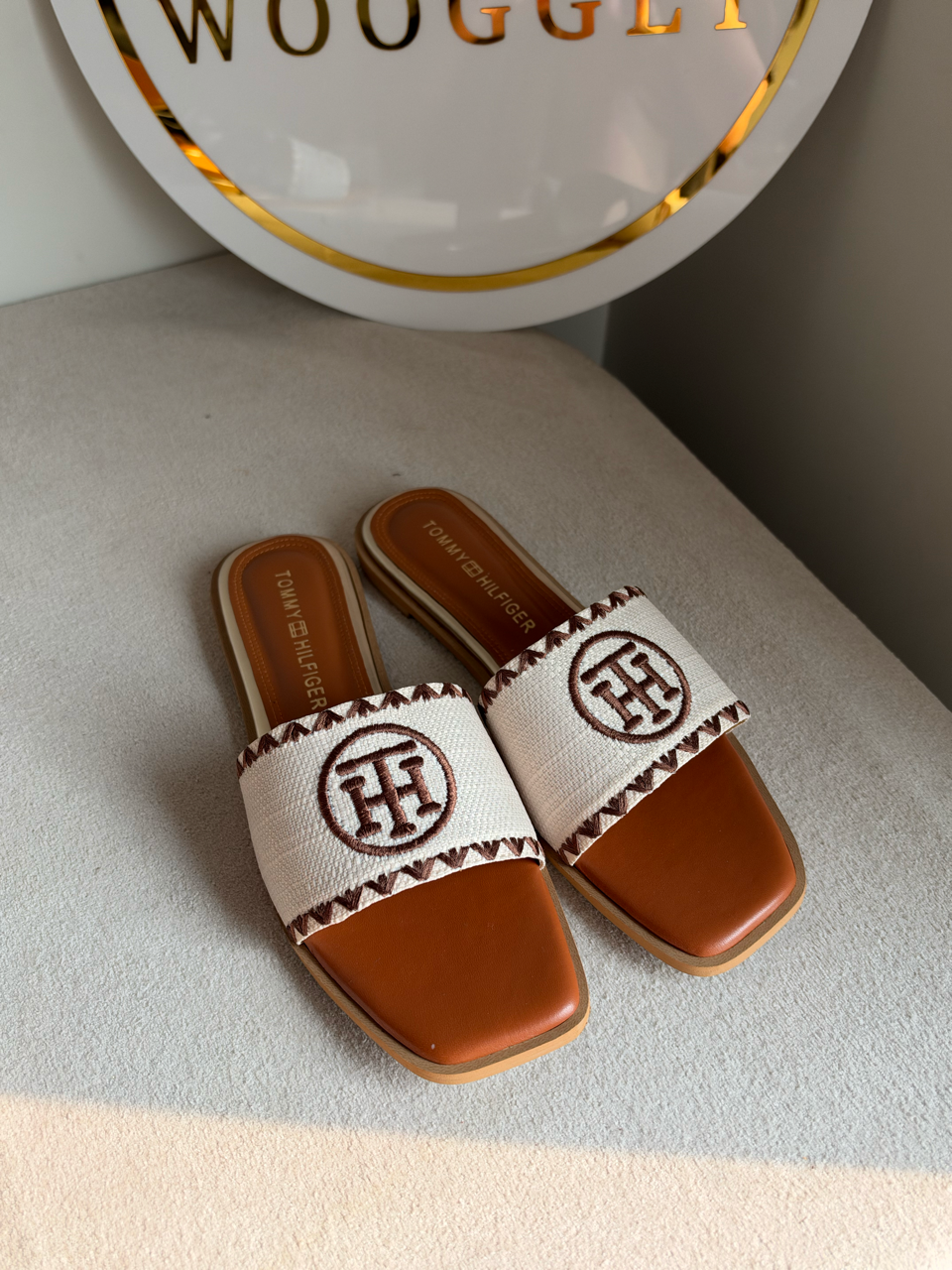 Meadow Weave Slides - Cream & Dark Chocolate