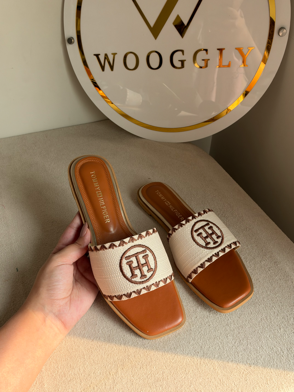 Meadow Weave Slides - Cream & Dark Chocolate
