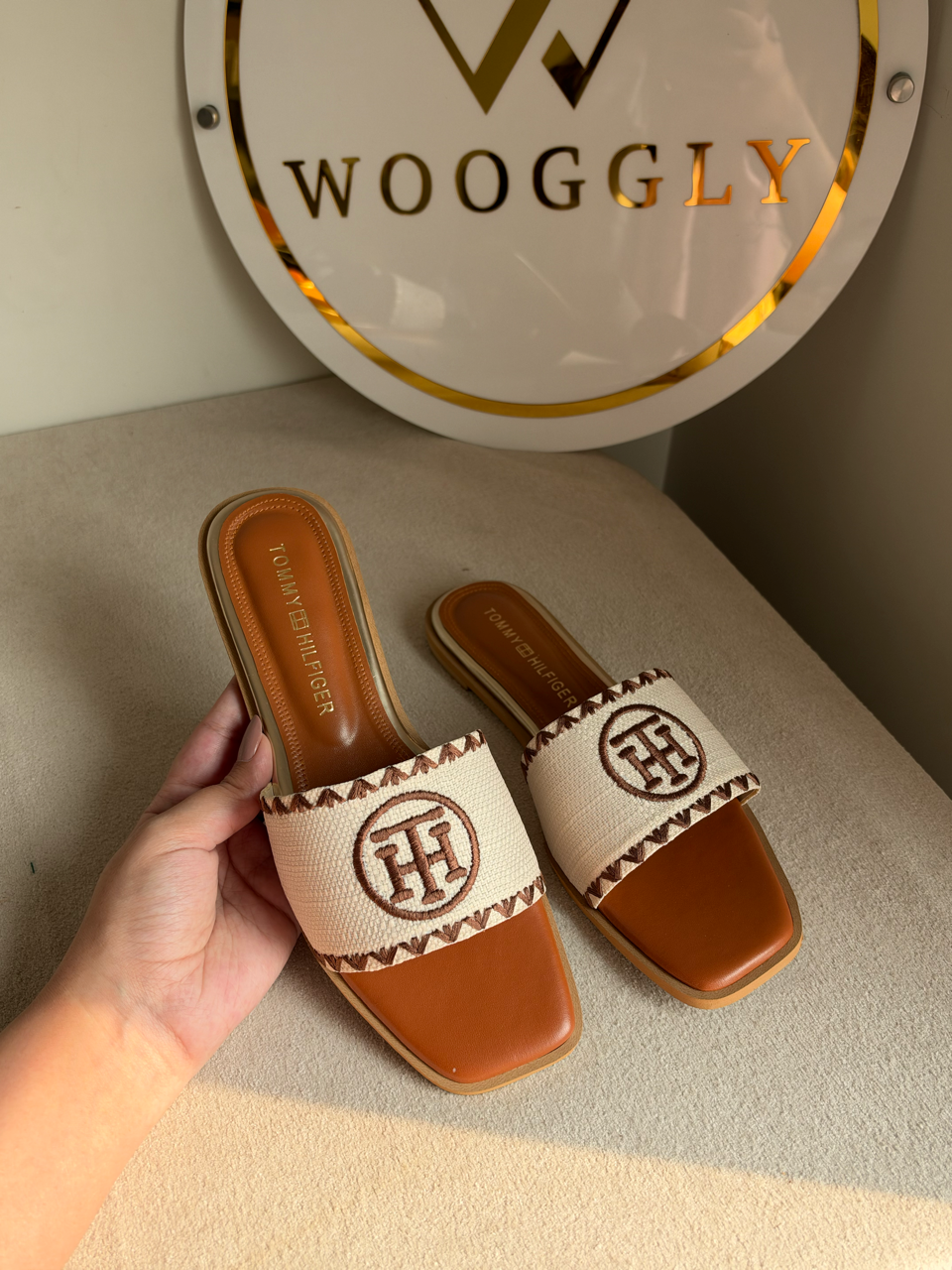Meadow Weave Slides - Cream & Dark Chocolate